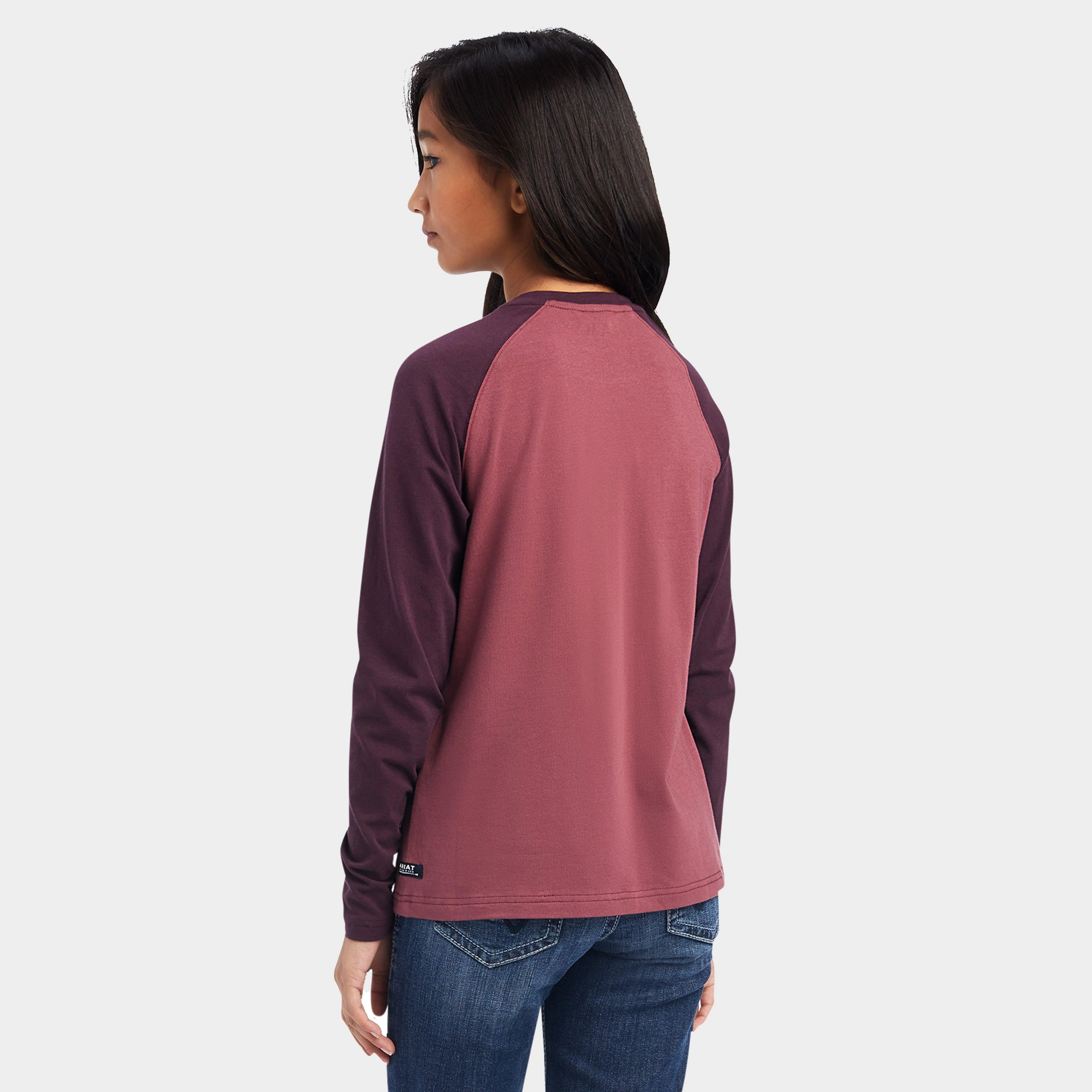 Kids Varsity Long Sleeved T-Shirt Mulberry/Nostalgia Rose - Image 2