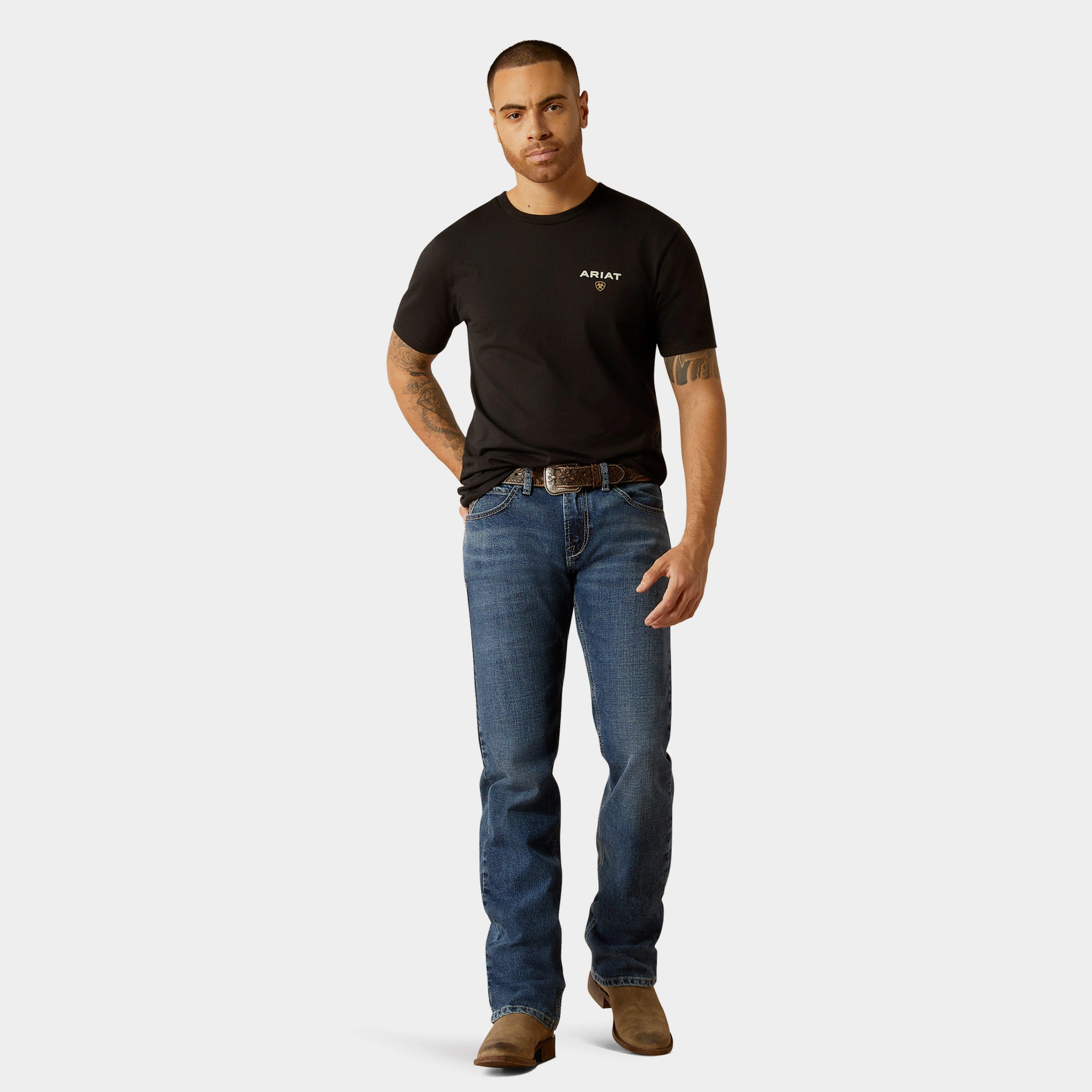 Mens American Rancher Graphic T-Shirt Black - Image 5