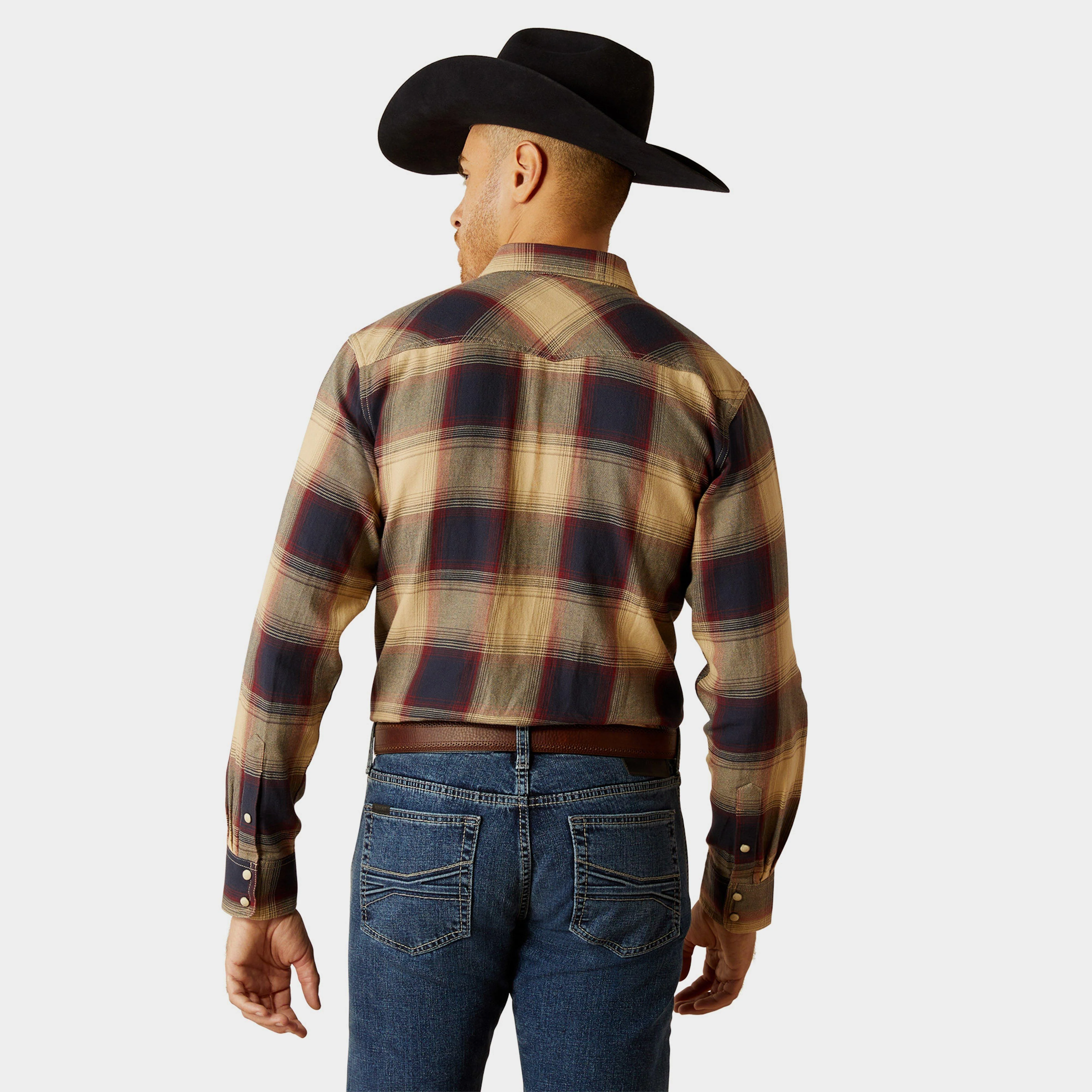 Mens Hale Retro Fit Western Shirt Pale Khaki - Image 2