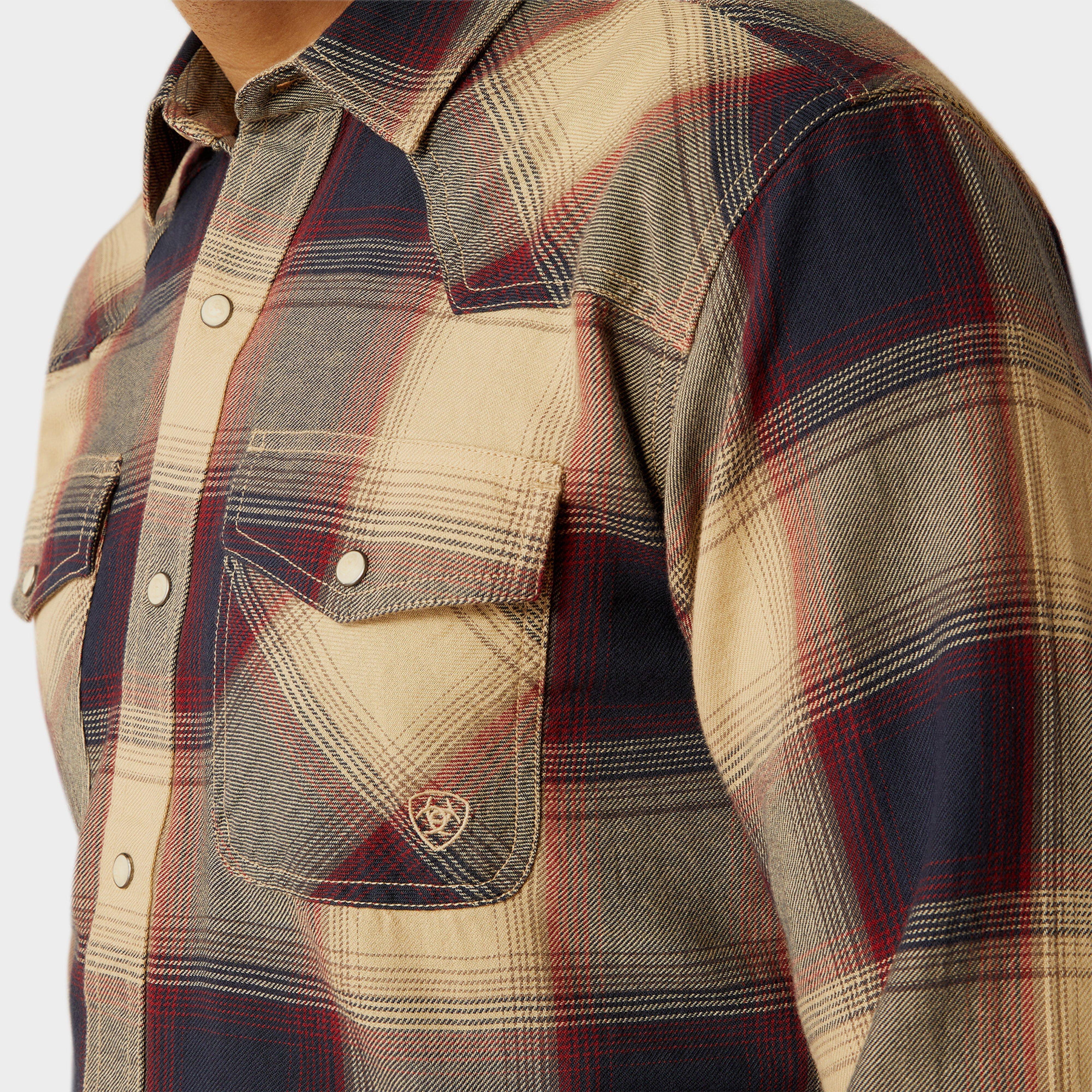 Mens Hale Retro Fit Western Shirt Pale Khaki - Image 3