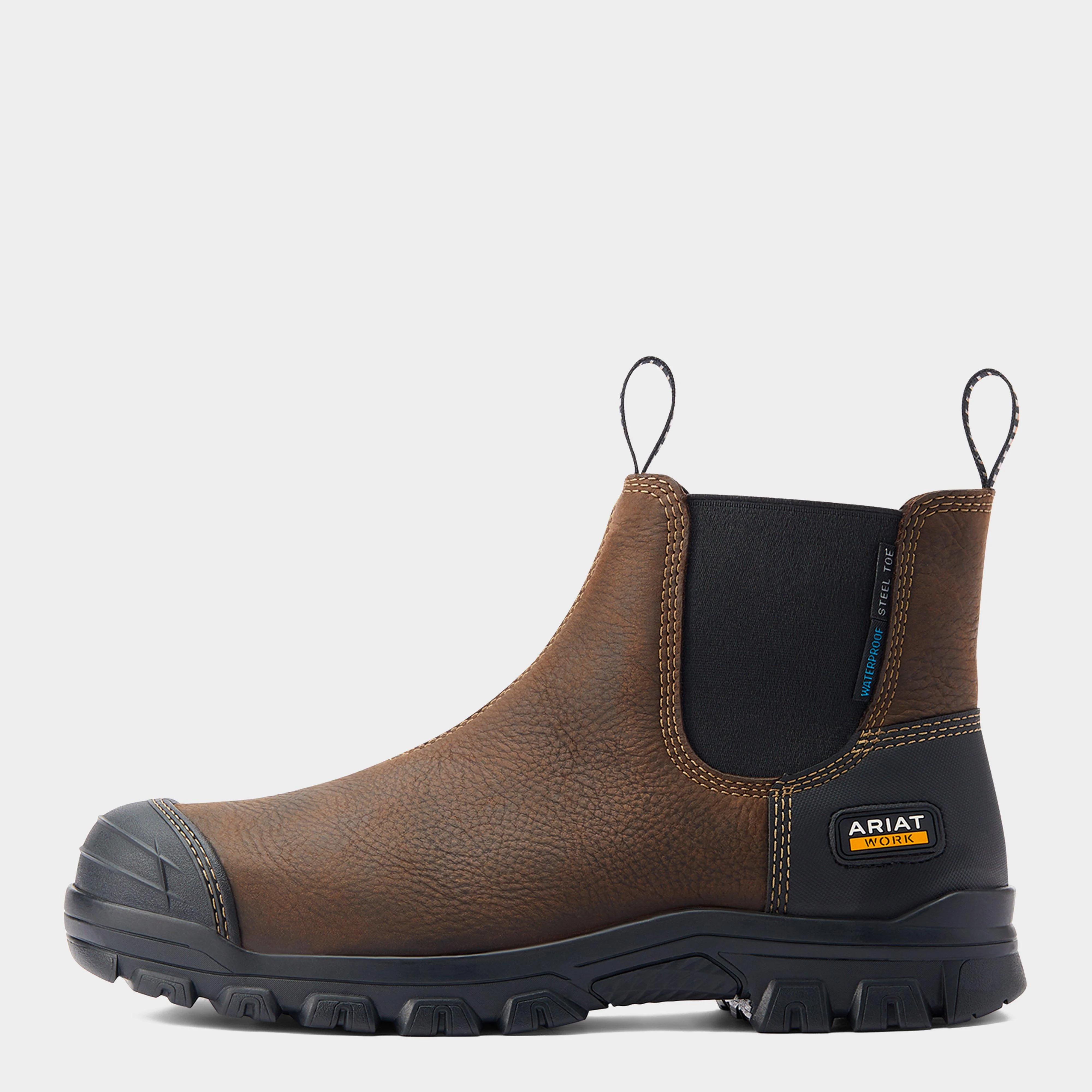 Mens Treadfast Chelsea Waterproof Steel Toe Work Boots Dark Brown