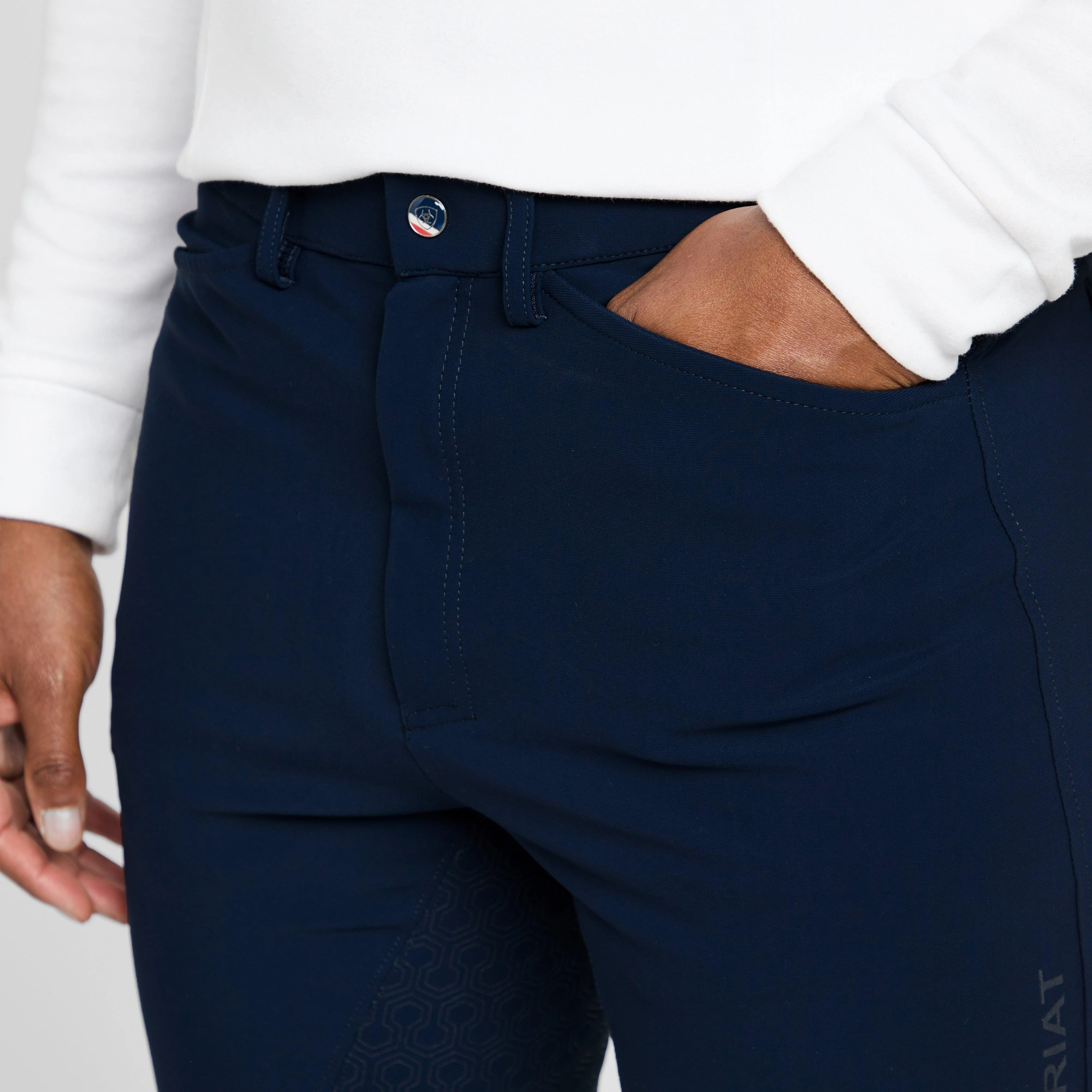 Men’s Tri Factor Grip Full Seat Breeches Navy - Image 4