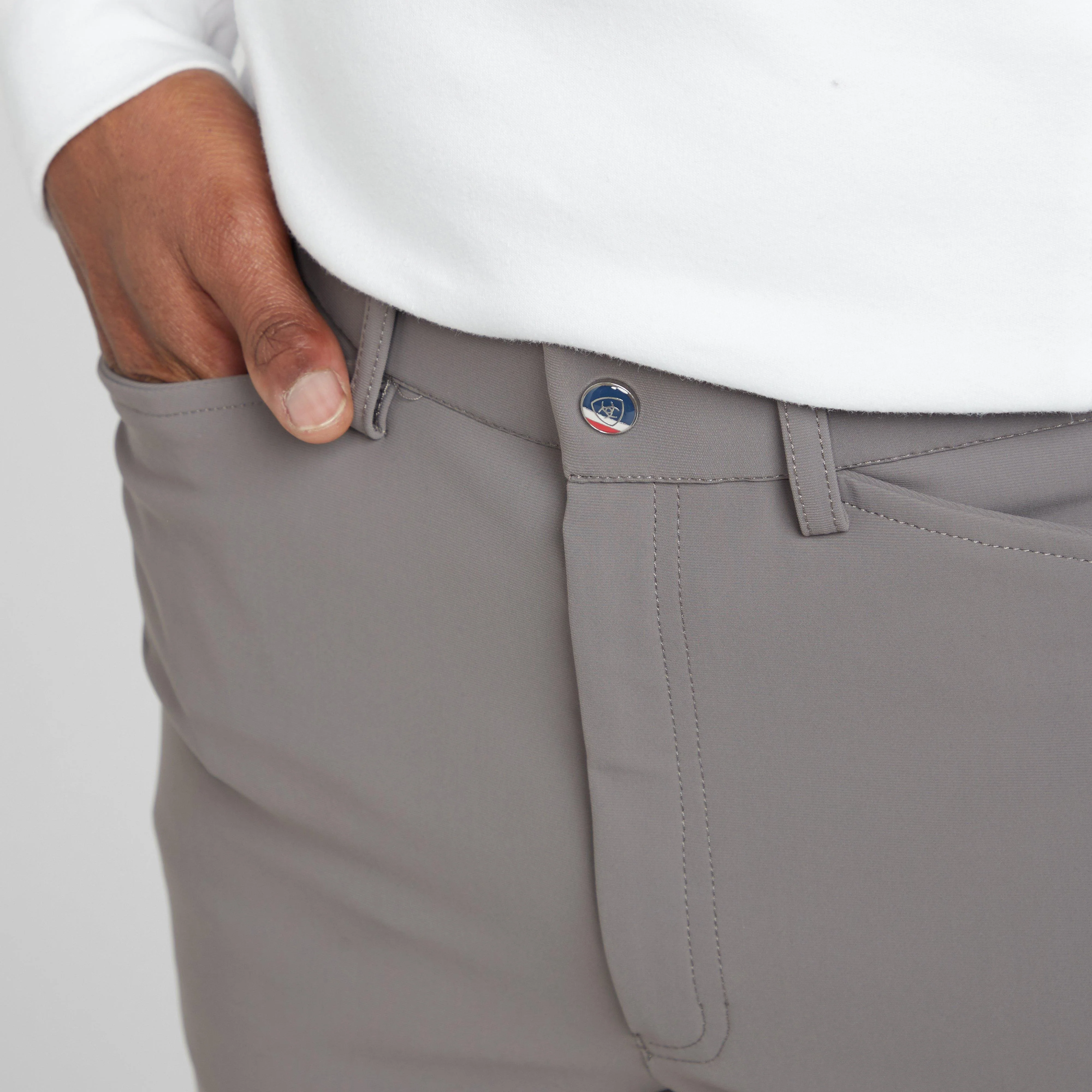 Mens Tri Factor Knee Patch Breeches Plum Grey - Image 5