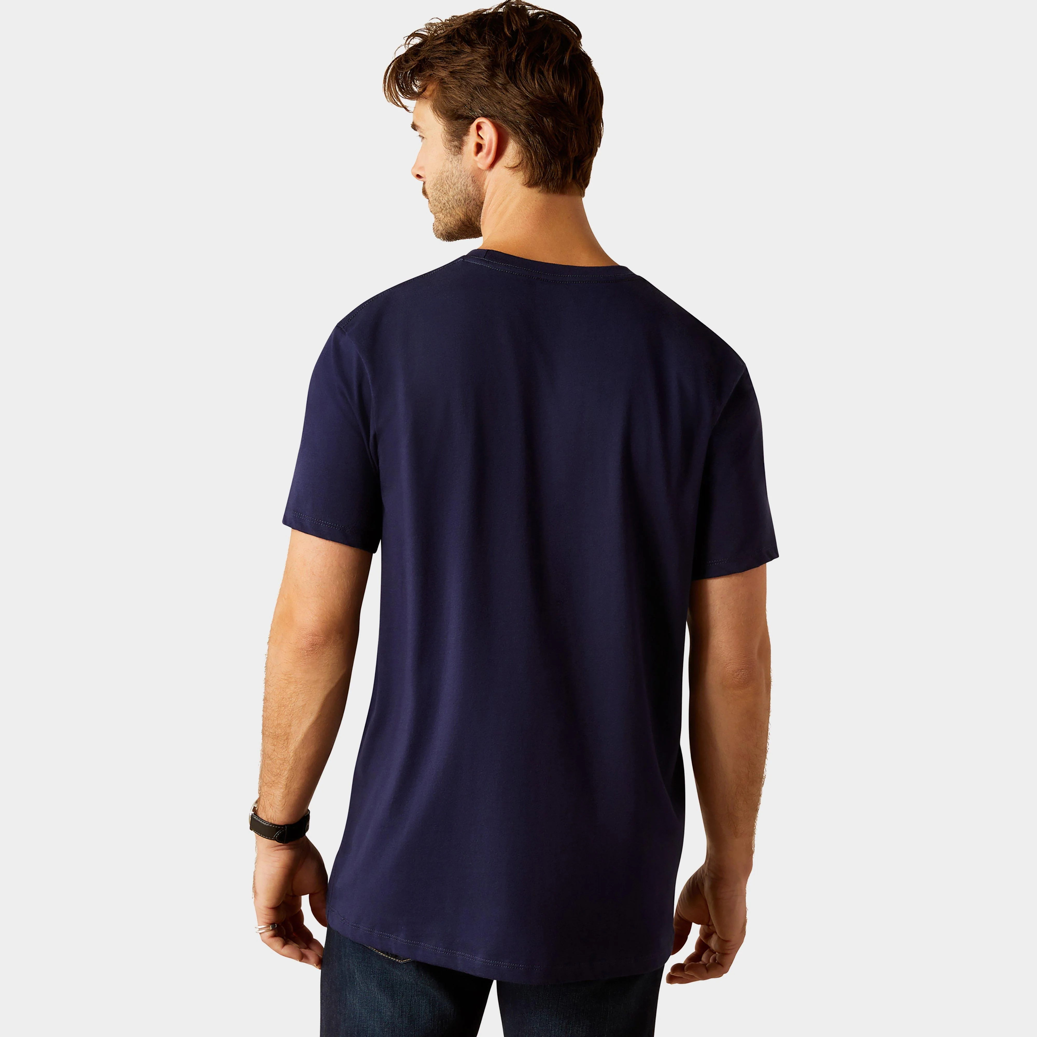 Mens Vertical Logo Short Sleeved Top Classic Blue - Image 2