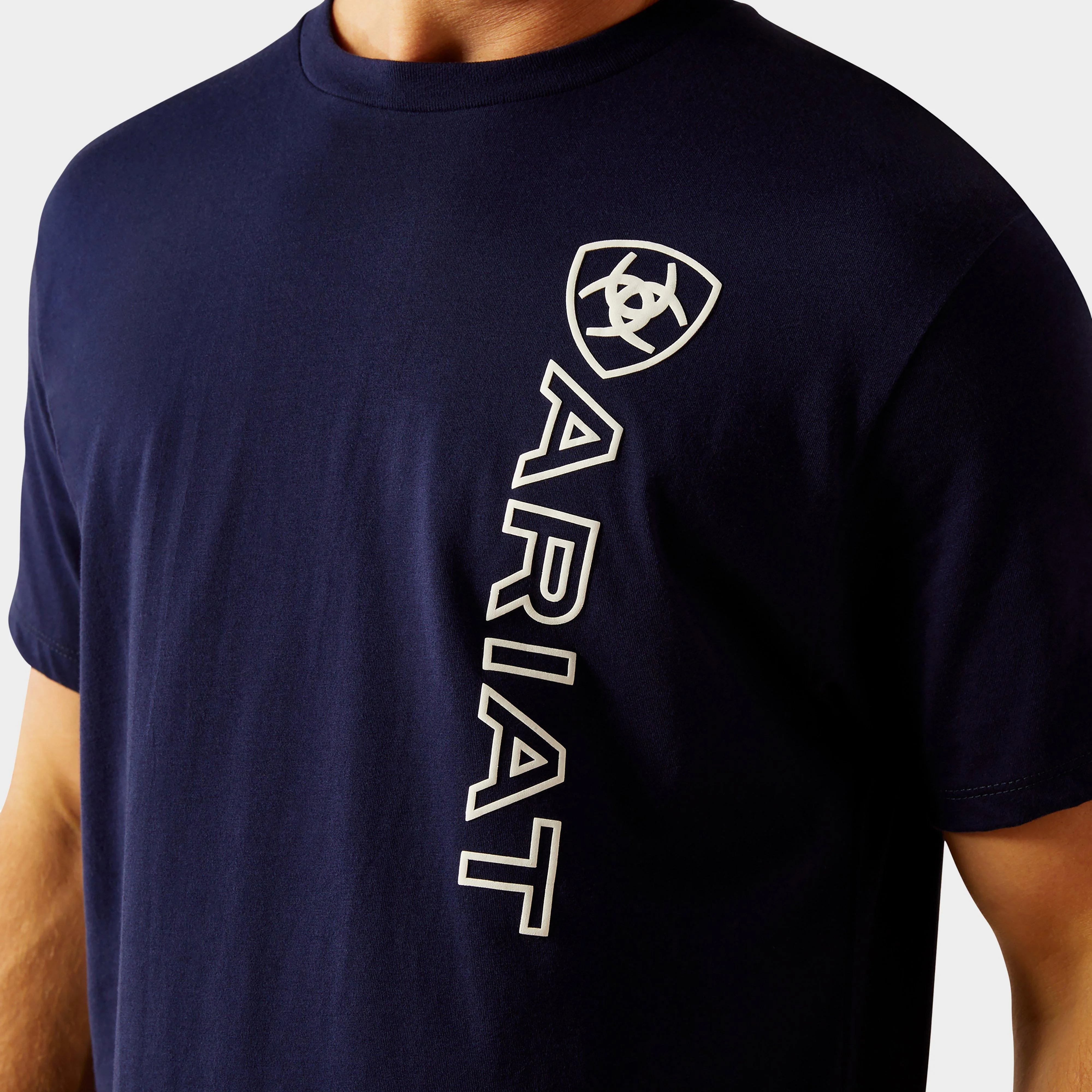 Mens Vertical Logo Short Sleeved Top Classic Blue - Image 3
