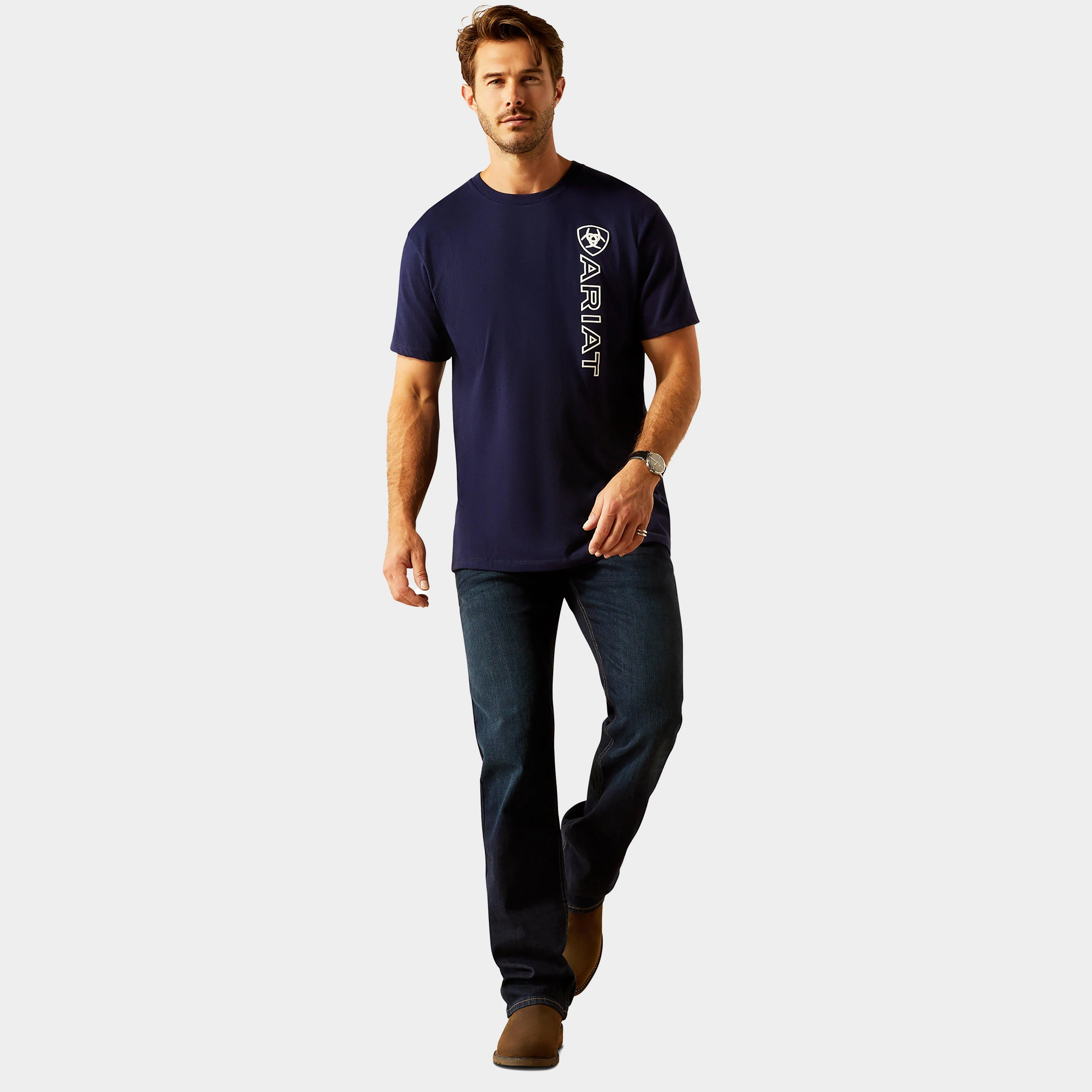 Mens Vertical Logo Short Sleeved Top Classic Blue - Image 4