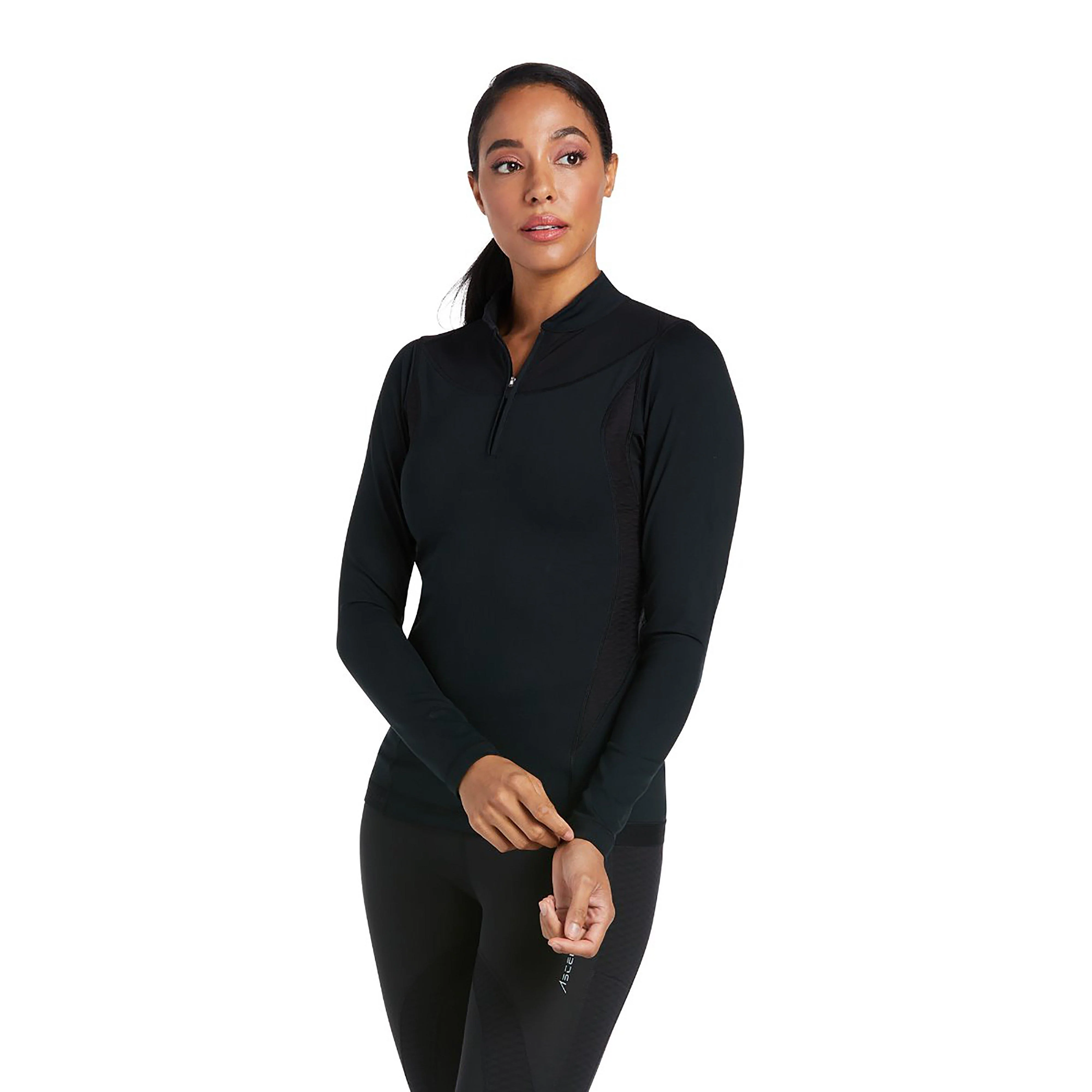 Womens Ascent 1/4 Zip Base Layer Black - Image 3