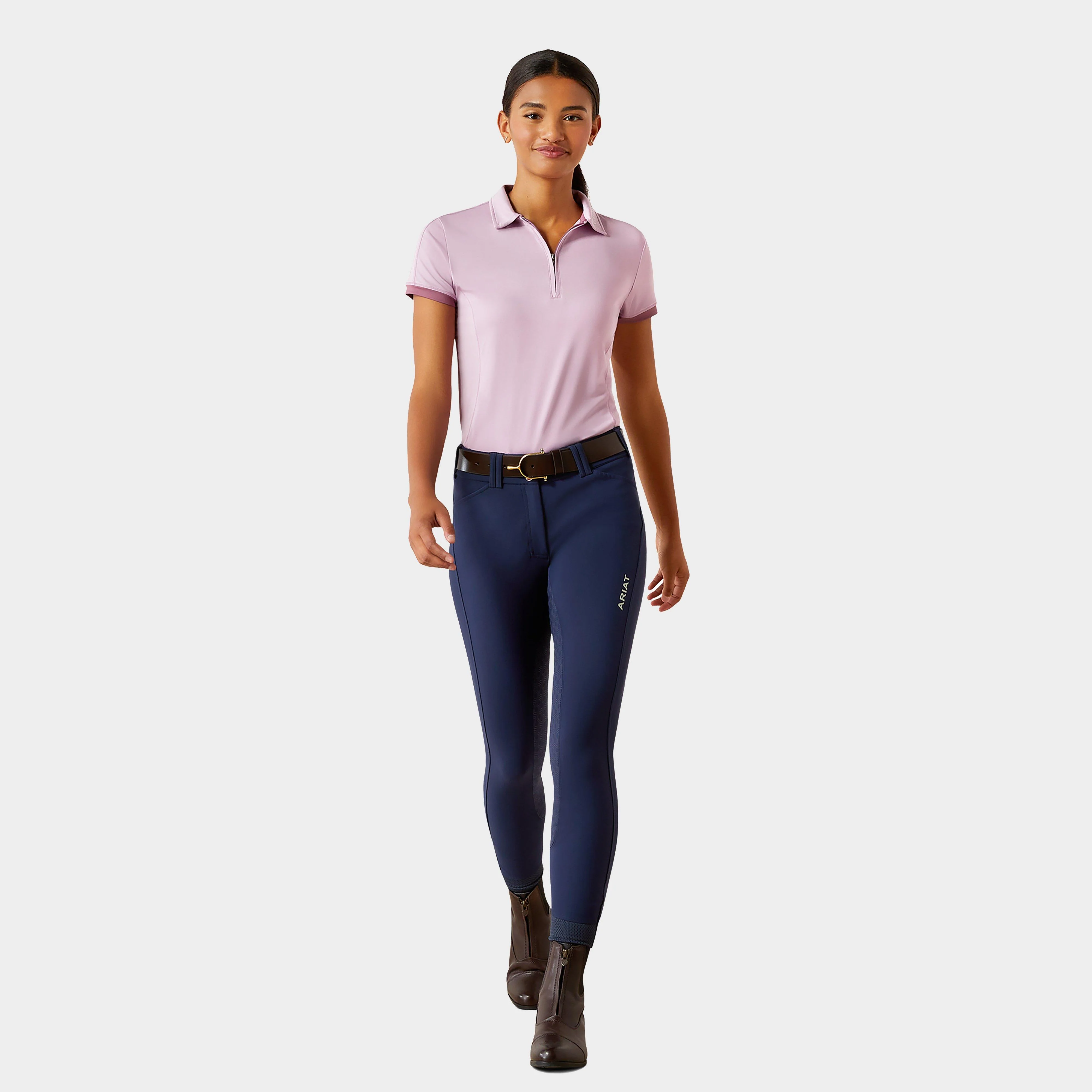 Womens Bandera 1/4 Zip Short Sleeved Polo Shirt Lavender Mist - Image 4