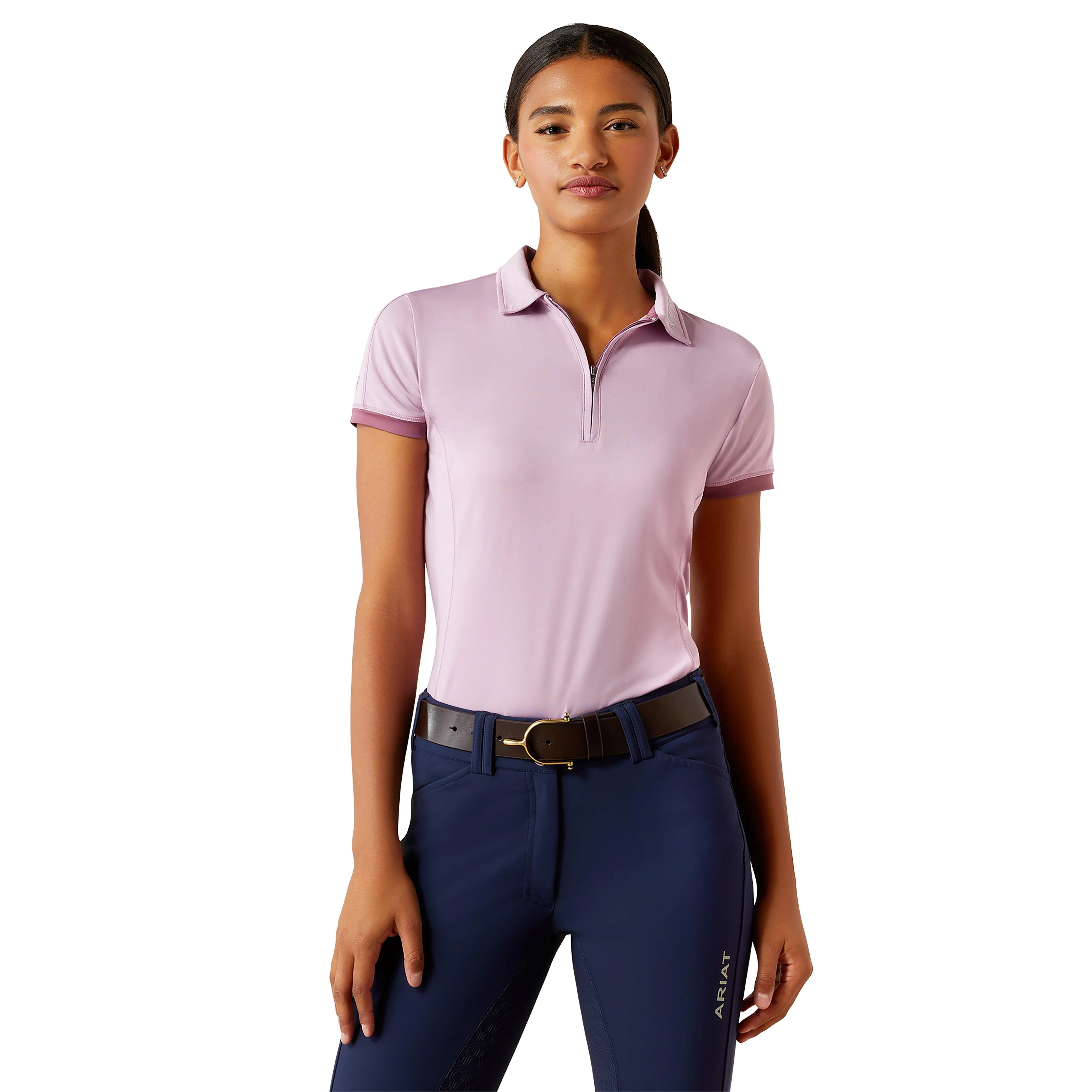 Womens Bandera 1/4 Zip Short Sleeved Polo Shirt Lavender Mist - Image 5