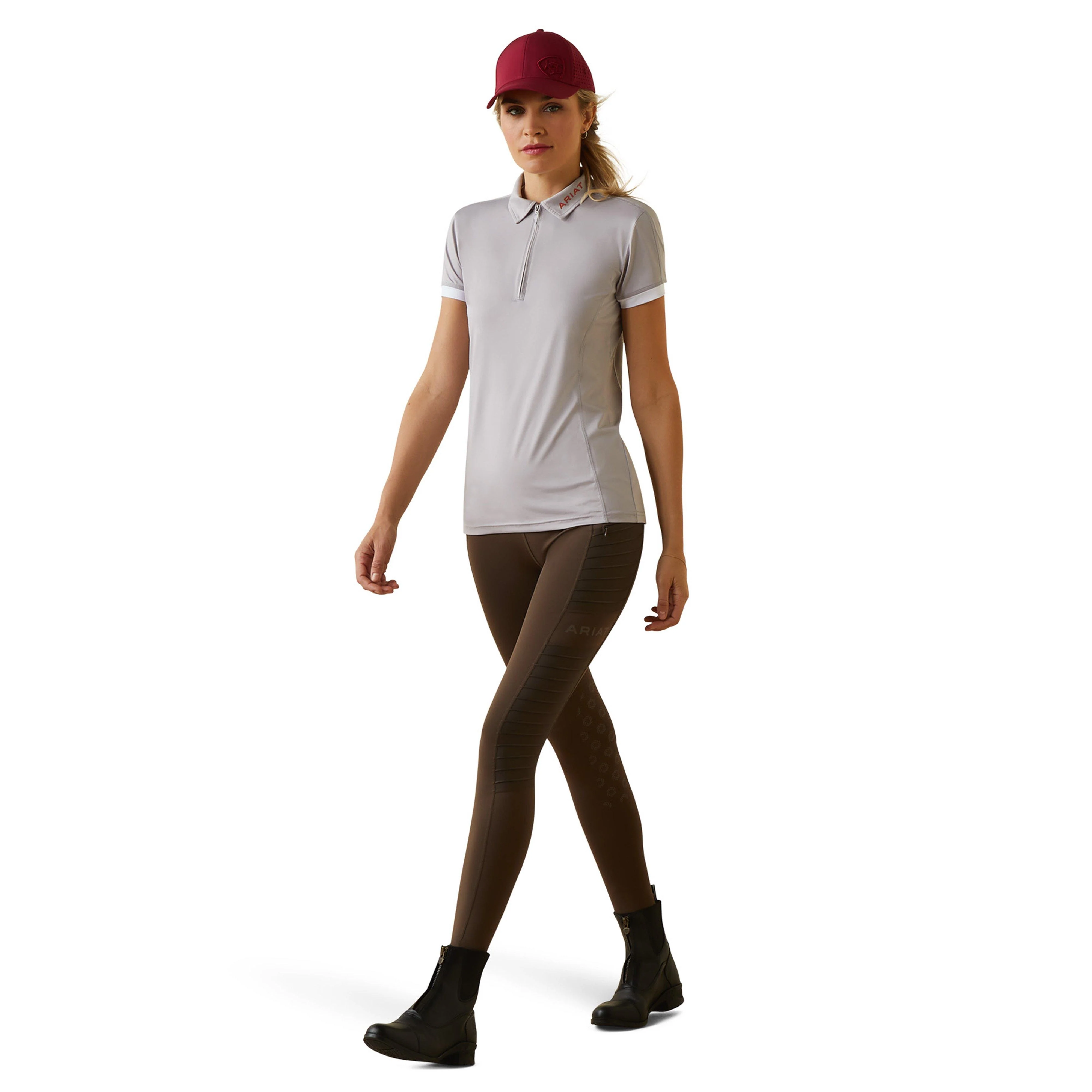 Womens Bandera 1/4 Zip Short Sleeved Polo Shirt Silver Sconce - Image 5