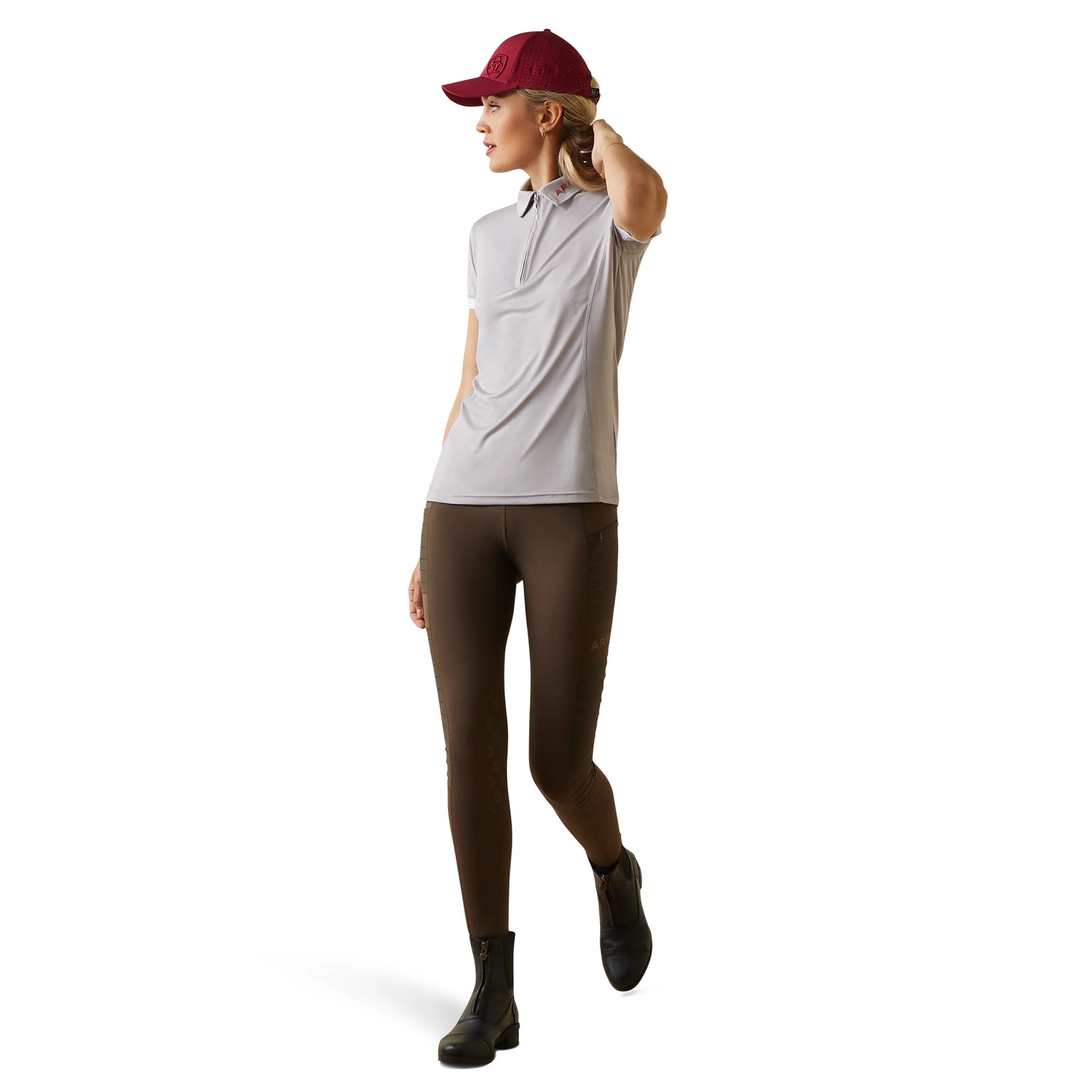 Womens Bandera 1/4 Zip Short Sleeved Polo Shirt Silver Sconce - Image 6