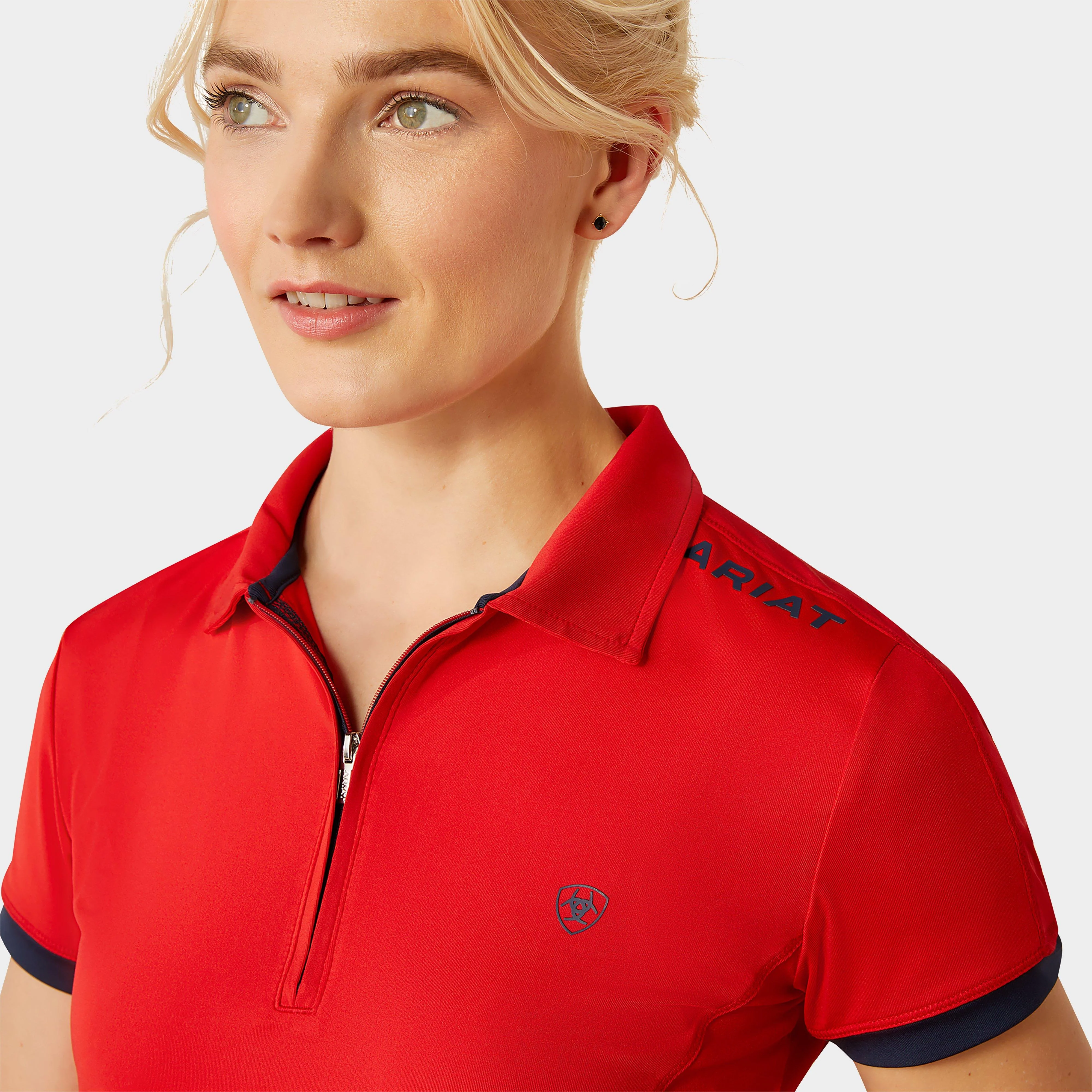 Womens Bandera 1/4 Zip Short Sleeved Polo Shirt Weg Red - Image 3
