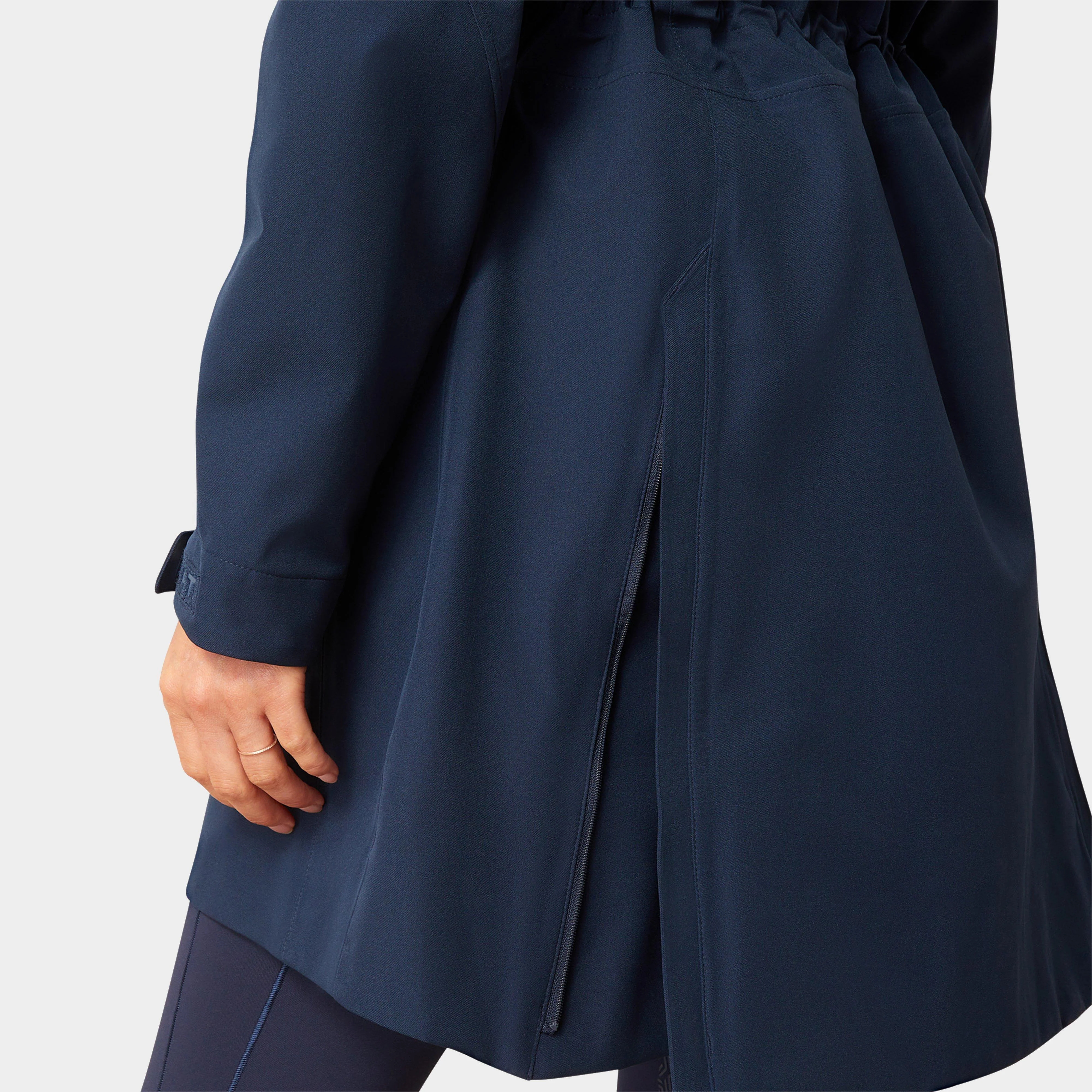 Womens Coastal Long Waterproof Jacket Navy - Image 4