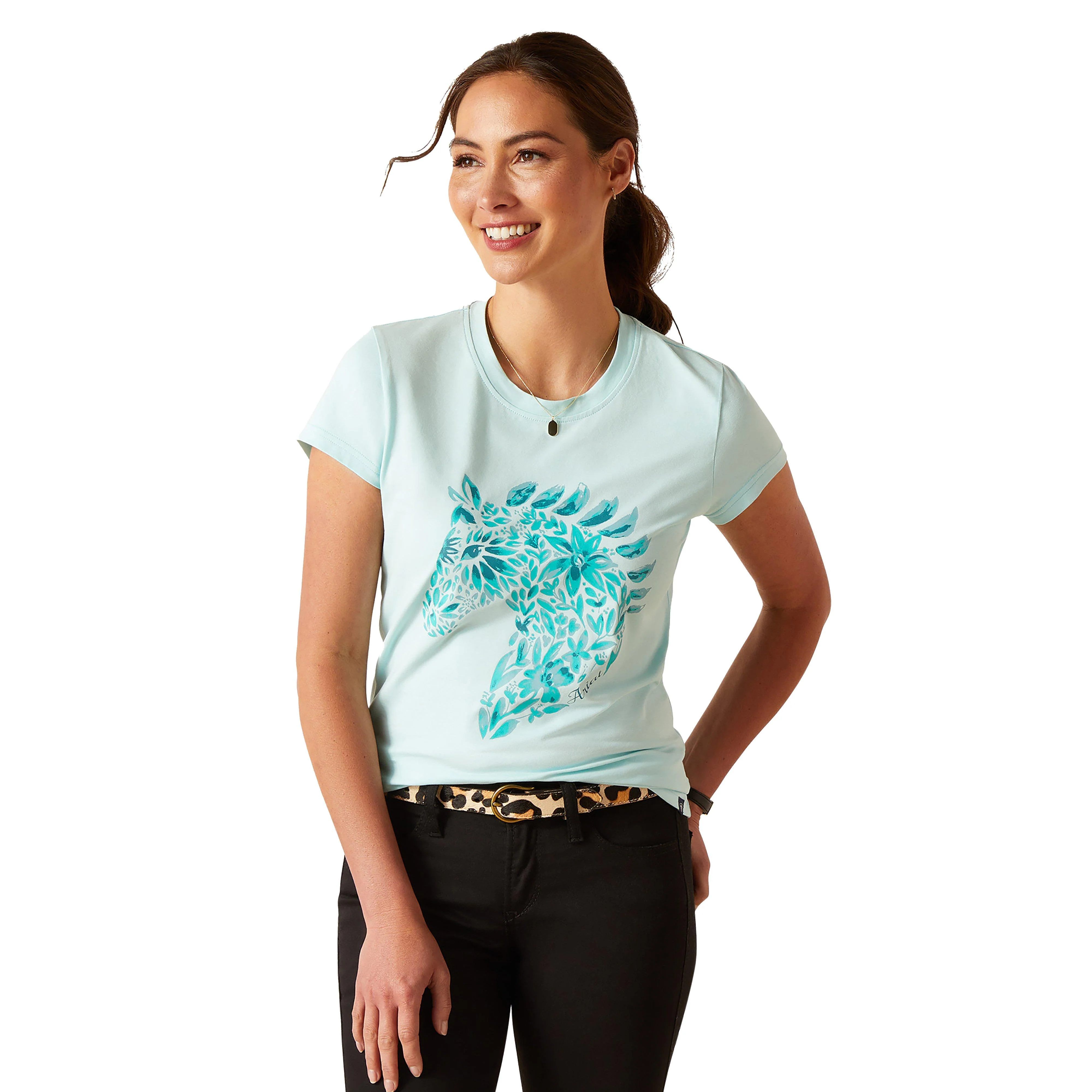 Womens Floral Mosaic T-Shirt Plume - Image 5