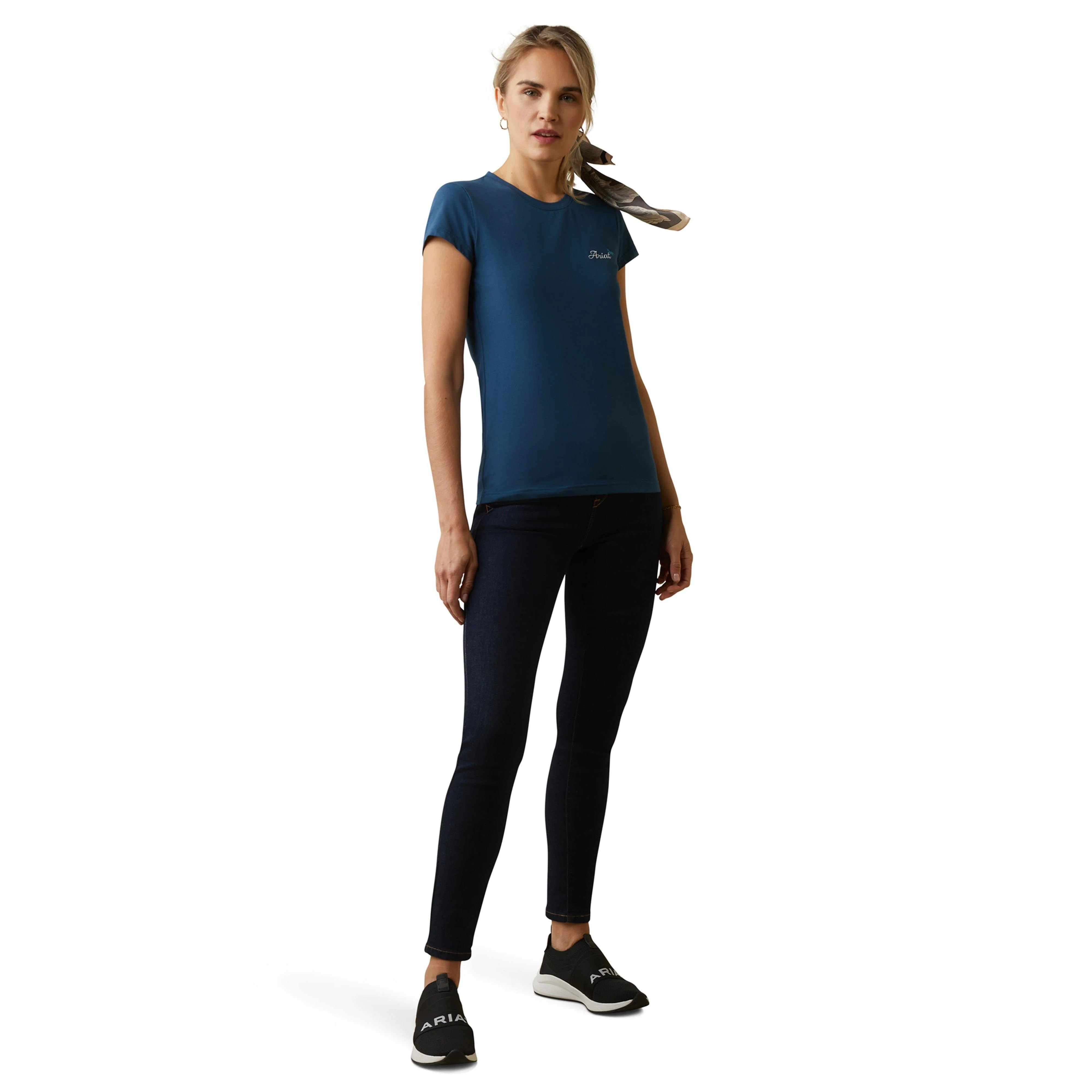 Womens Logo Script T-Shirt Deep Petroleum - Image 5