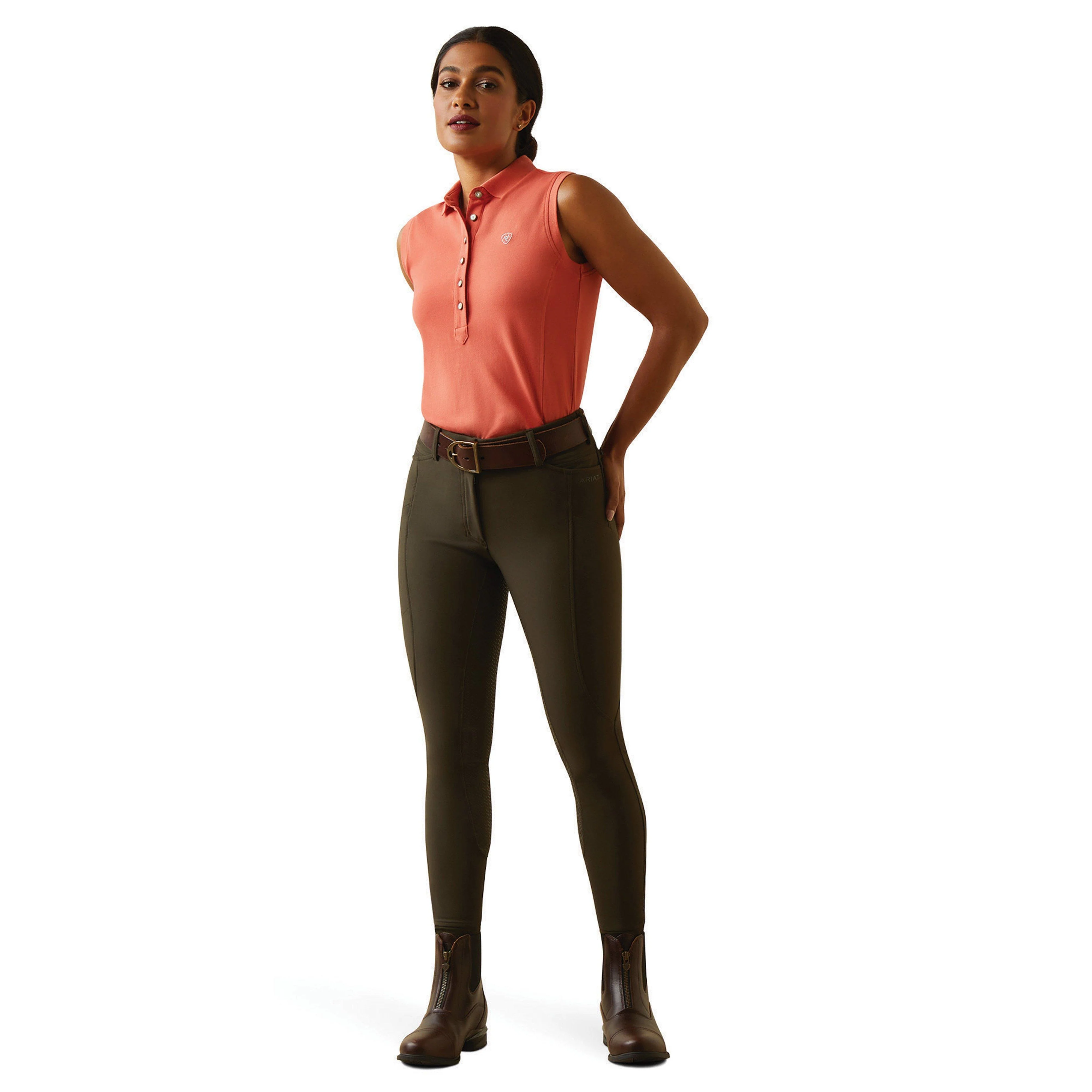 Womens Prix 2.0 Sleeveless Polo Shirt Burnt Sienna - Image 4