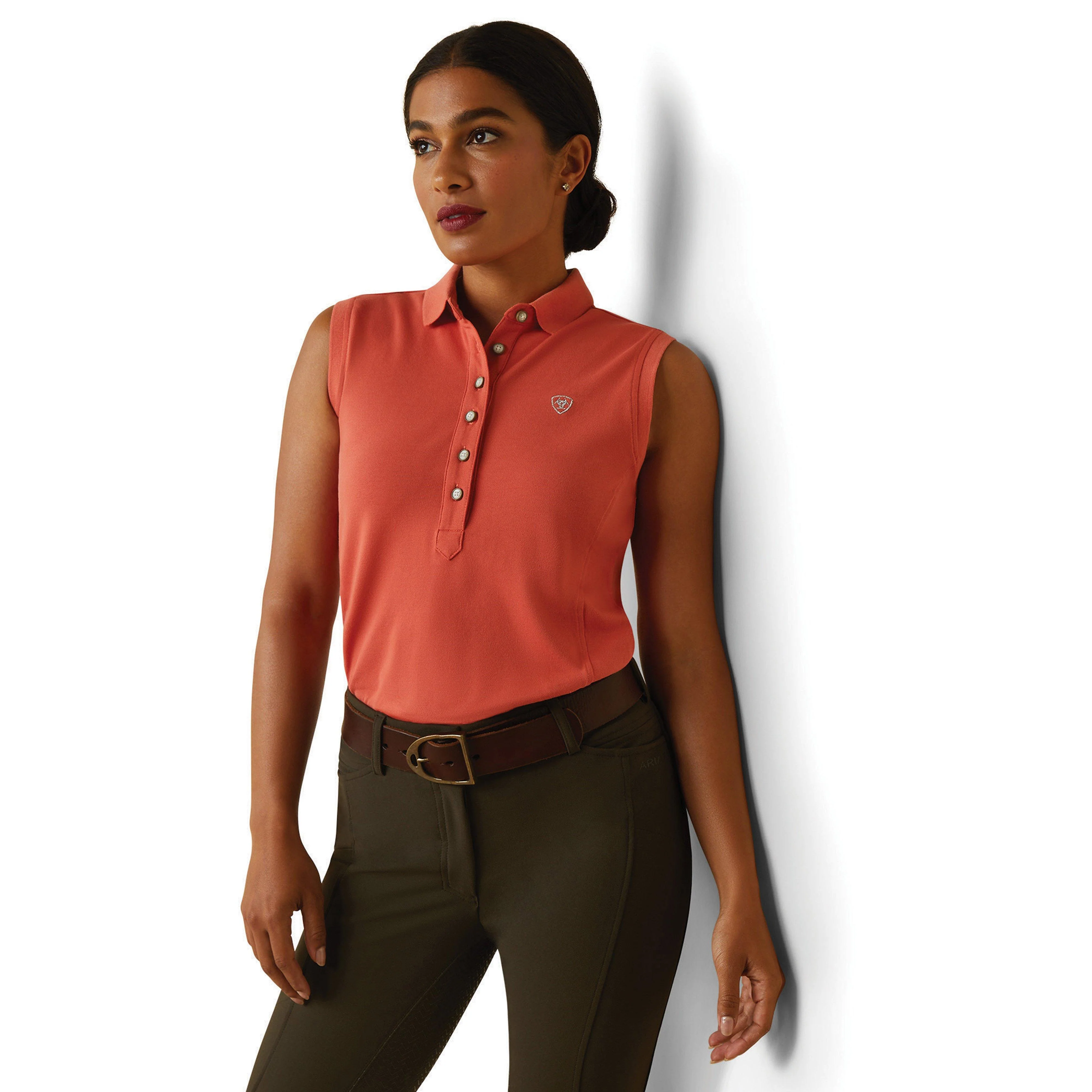 Womens Prix 2.0 Sleeveless Polo Shirt Burnt Sienna - Image 6