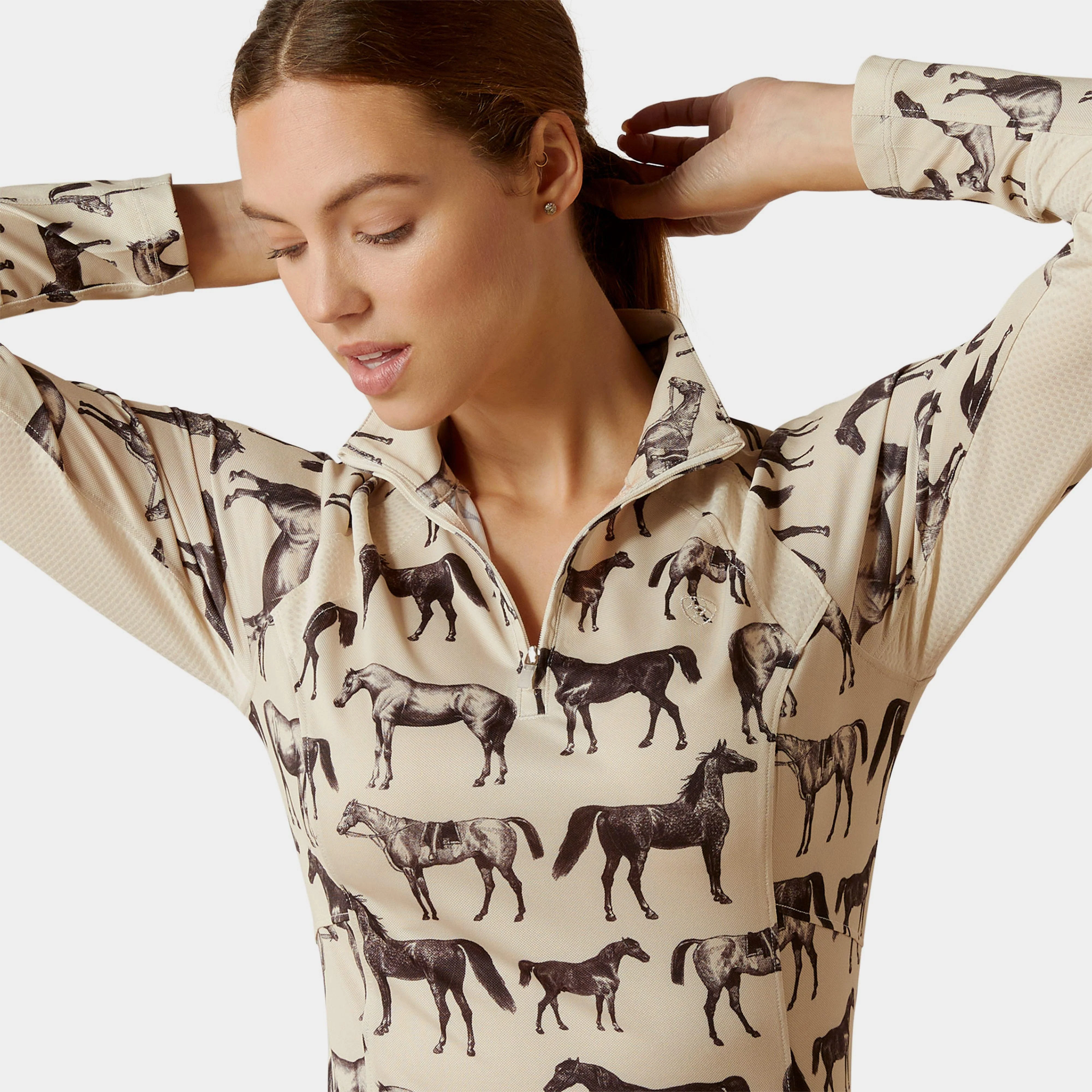 Womens Sunstopper 2.0 1/4 Zip Base Layer Sepia Equine - Image 4