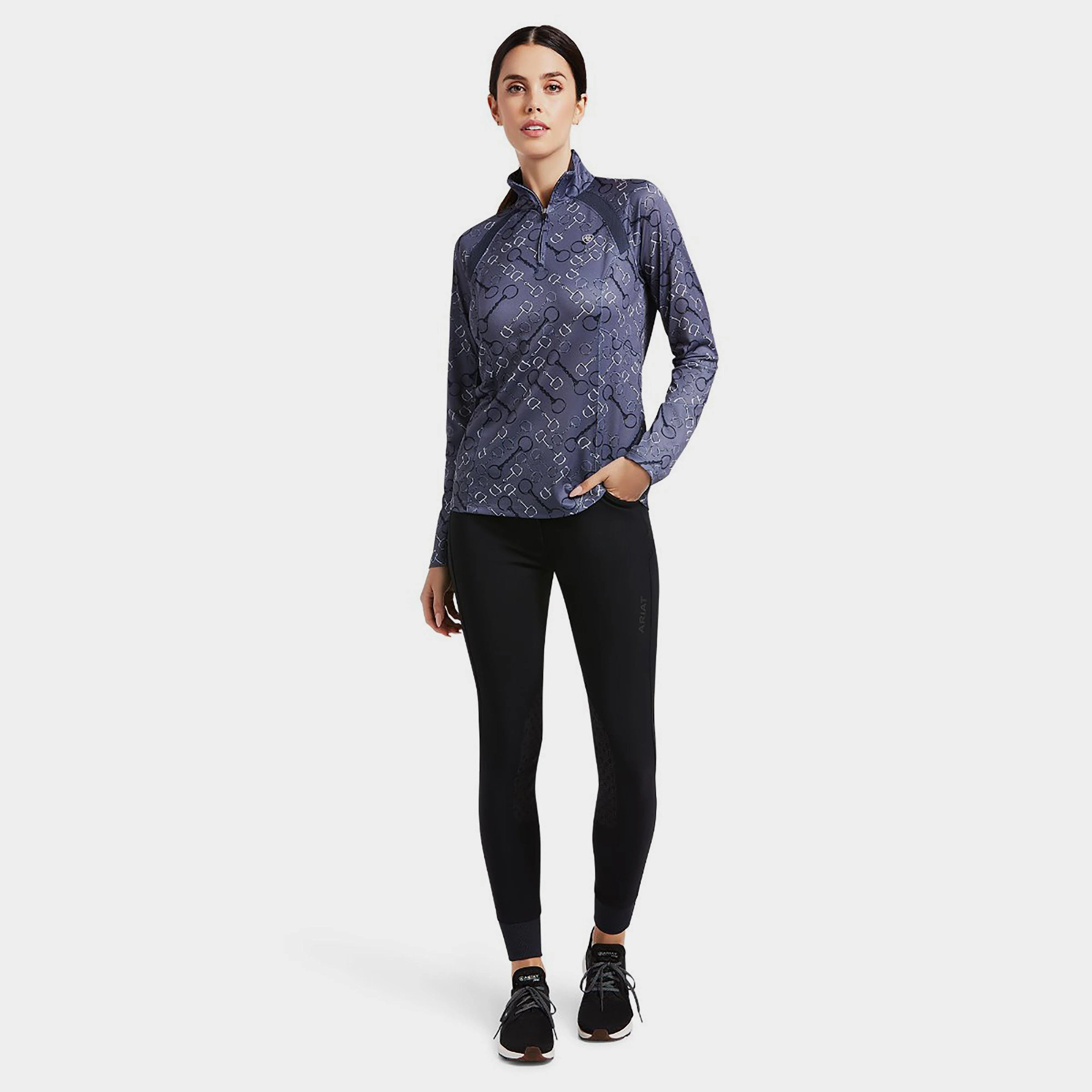 Womens Sunstopper 2.0 1/4 Zip Baselayer Charcoal Bit Print - Image 5