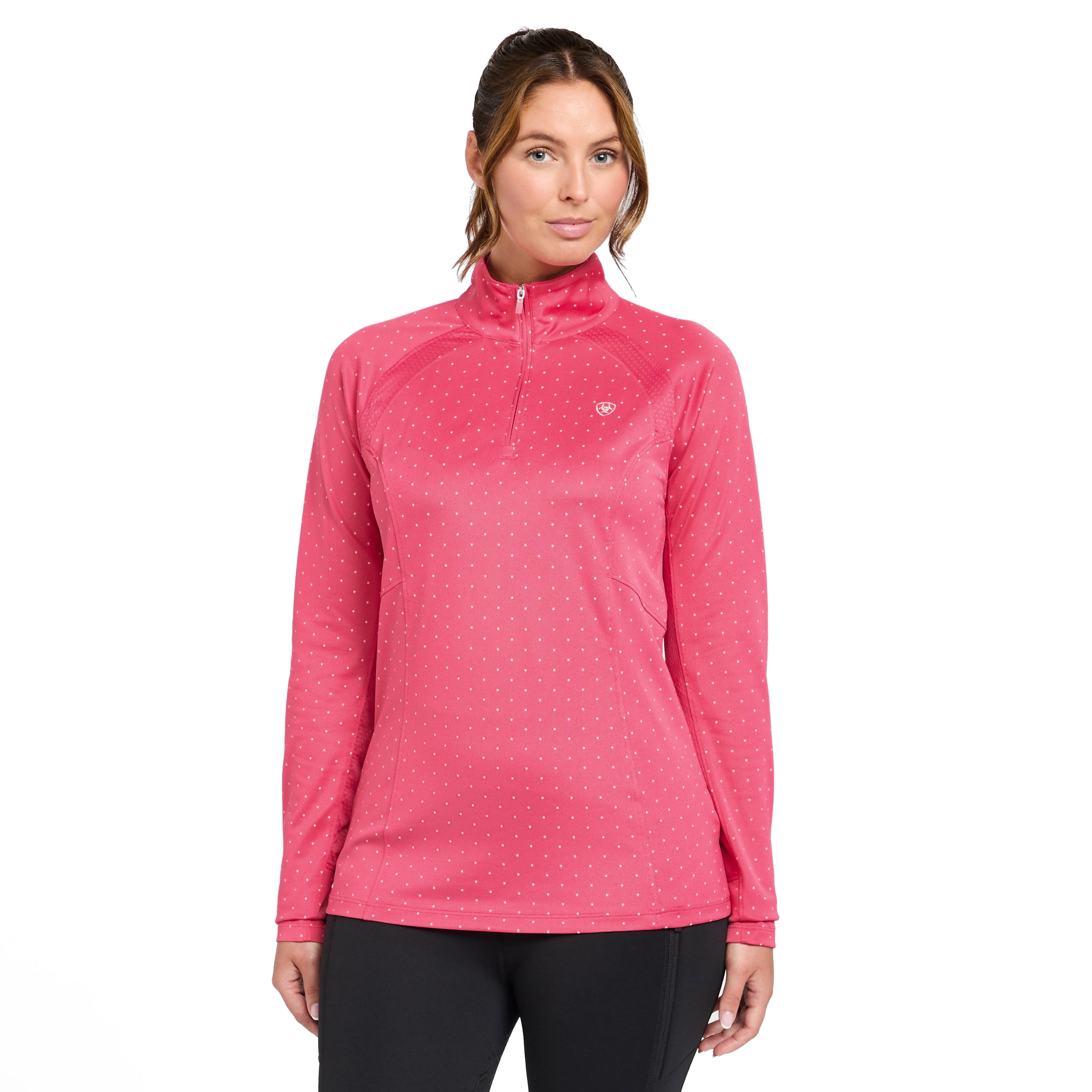 Womens Sunstopper 2.0 1/4 Zip Baselayer Party Punch Dot - Image 6