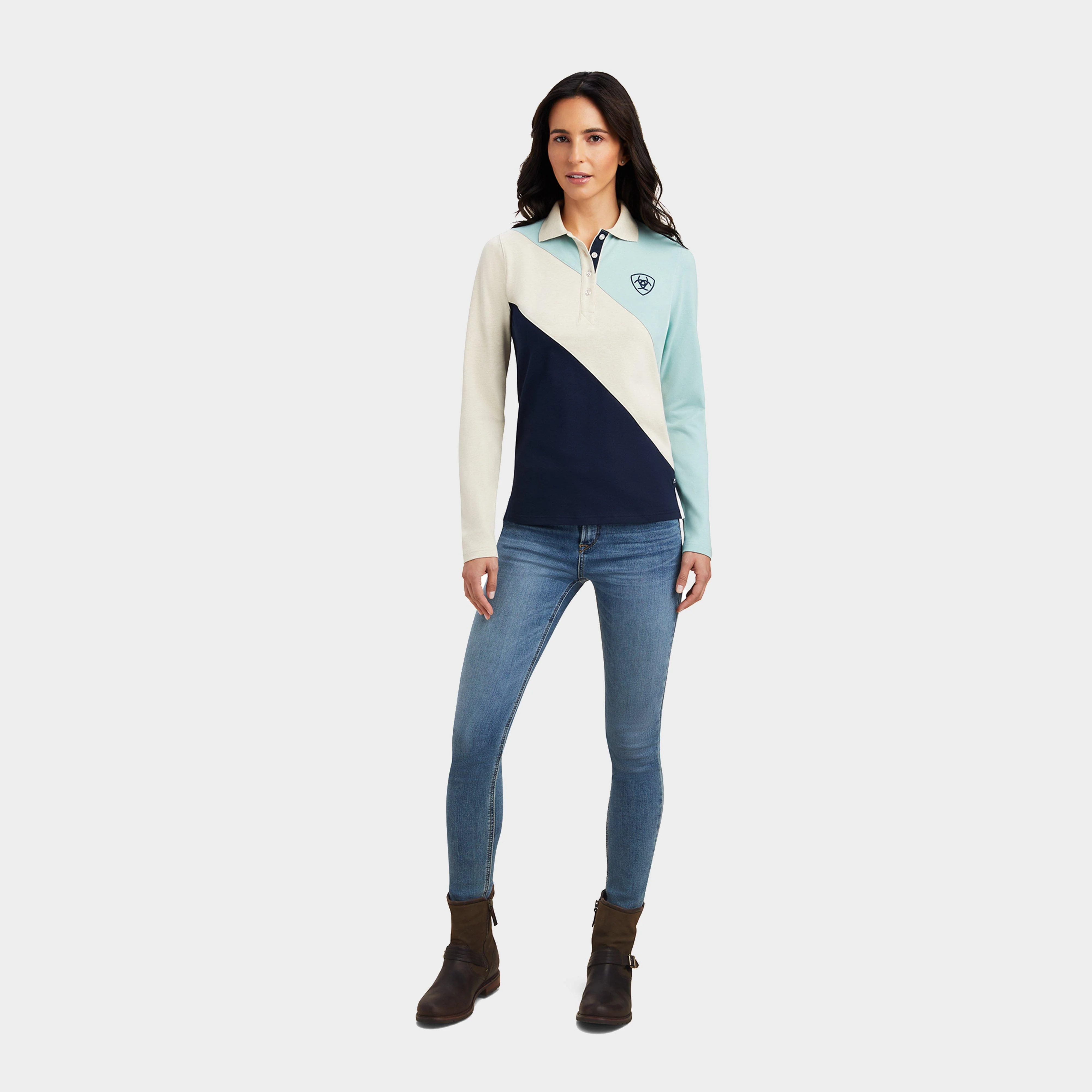Womens Taryn Polo Blue Surf/Oatmeal/Navy - Image 4