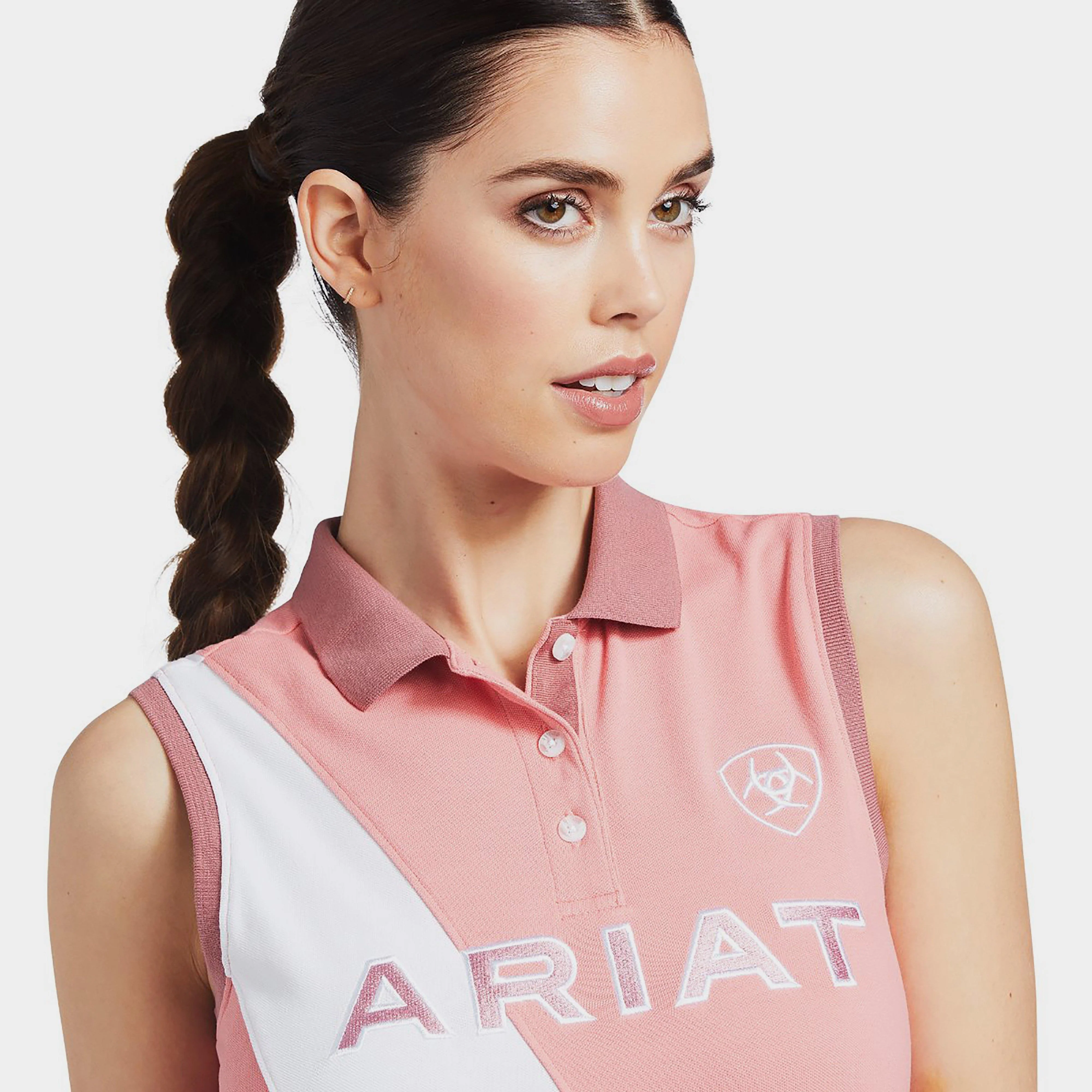 Womens Taryn Sleeveless Polo Shirt Peach Blossom - Image 3