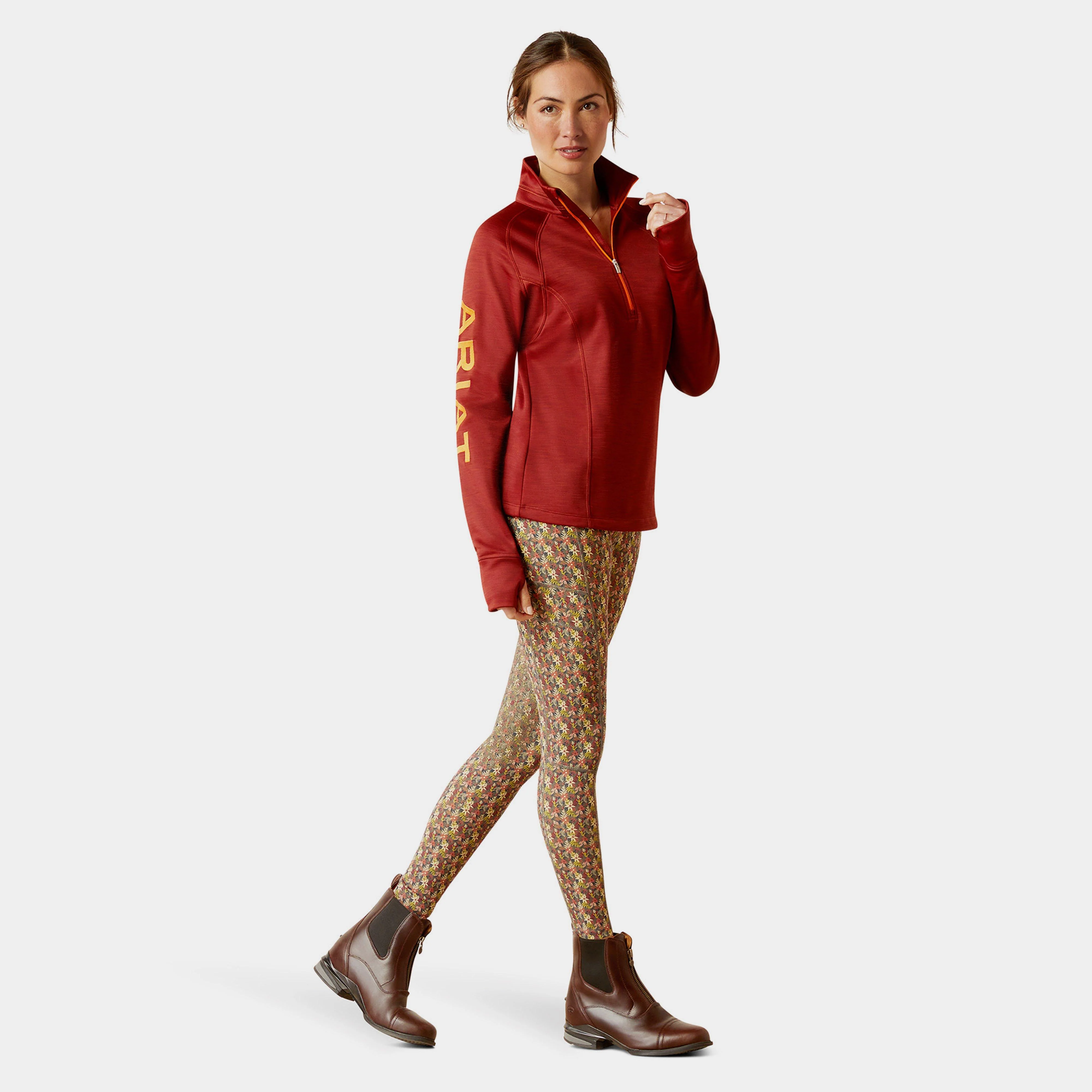 Womens Tek Team 1/2 Zip Sweatshirt Fired Brick - Image 5