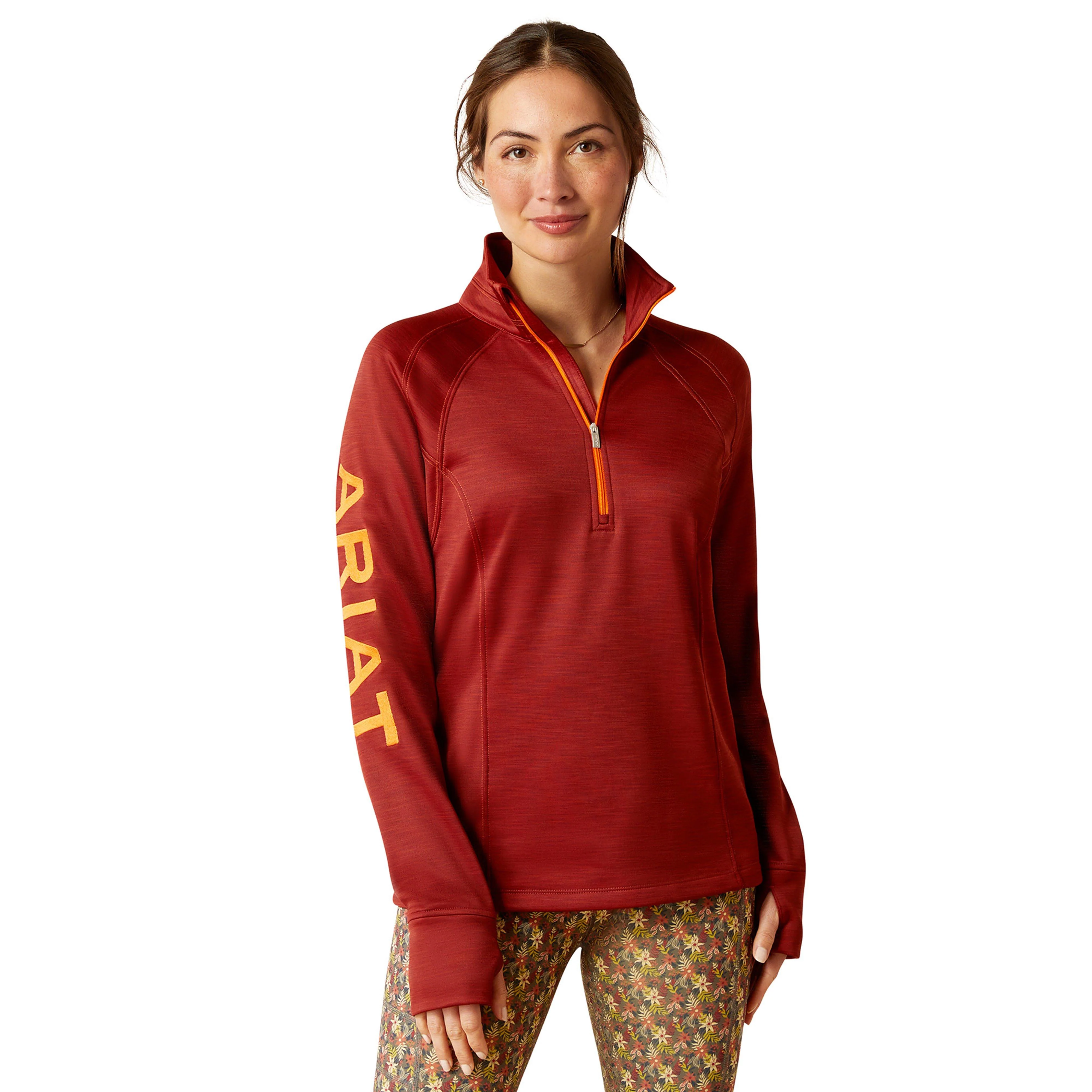 Womens Tek Team 1/2 Zip Sweatshirt Fired Brick - Image 6