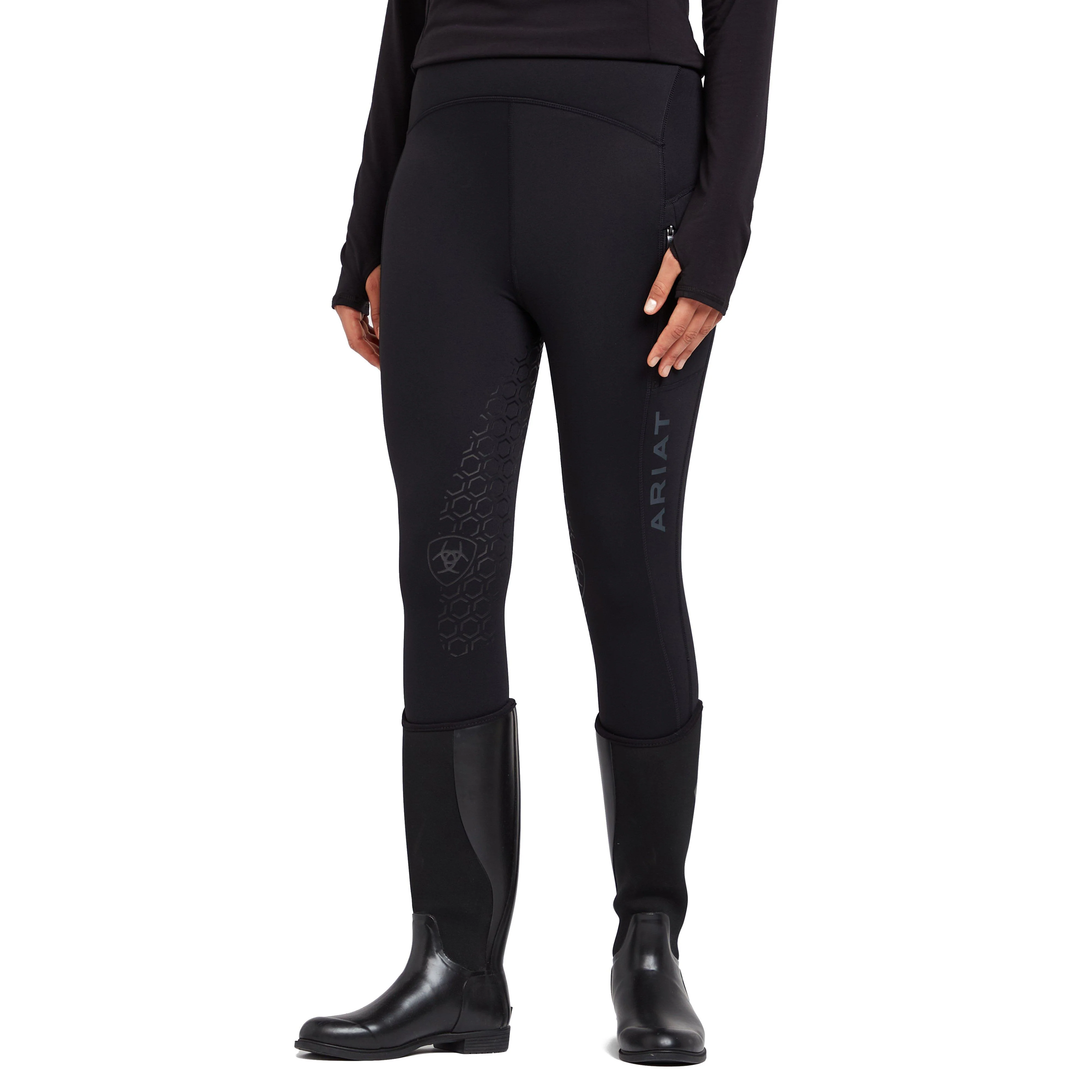 Womens Venture Thermal Half Grip Riding Tights Black - Image 9