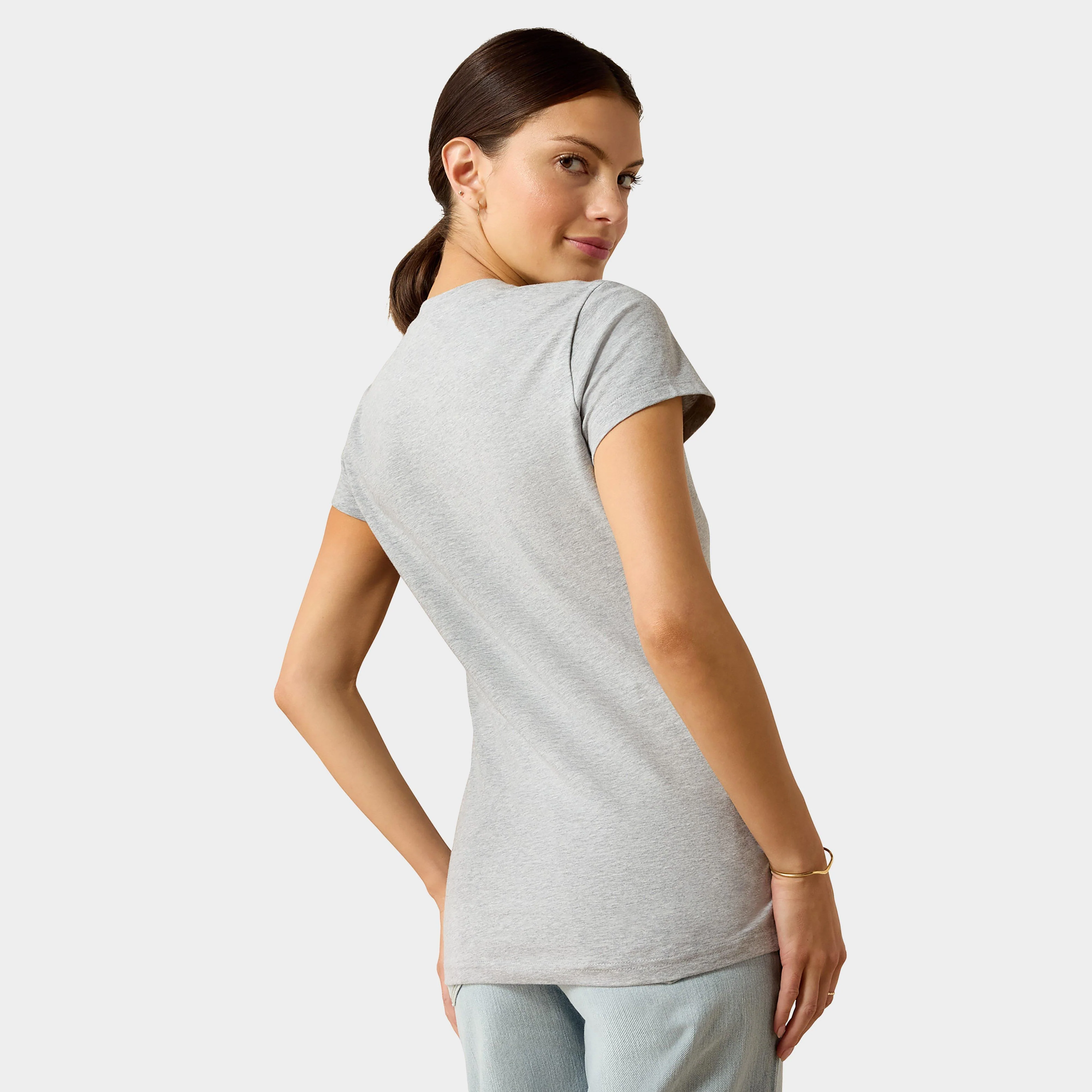 Women's Vertical Logo V T-Shirt Heather Grey - Image 2