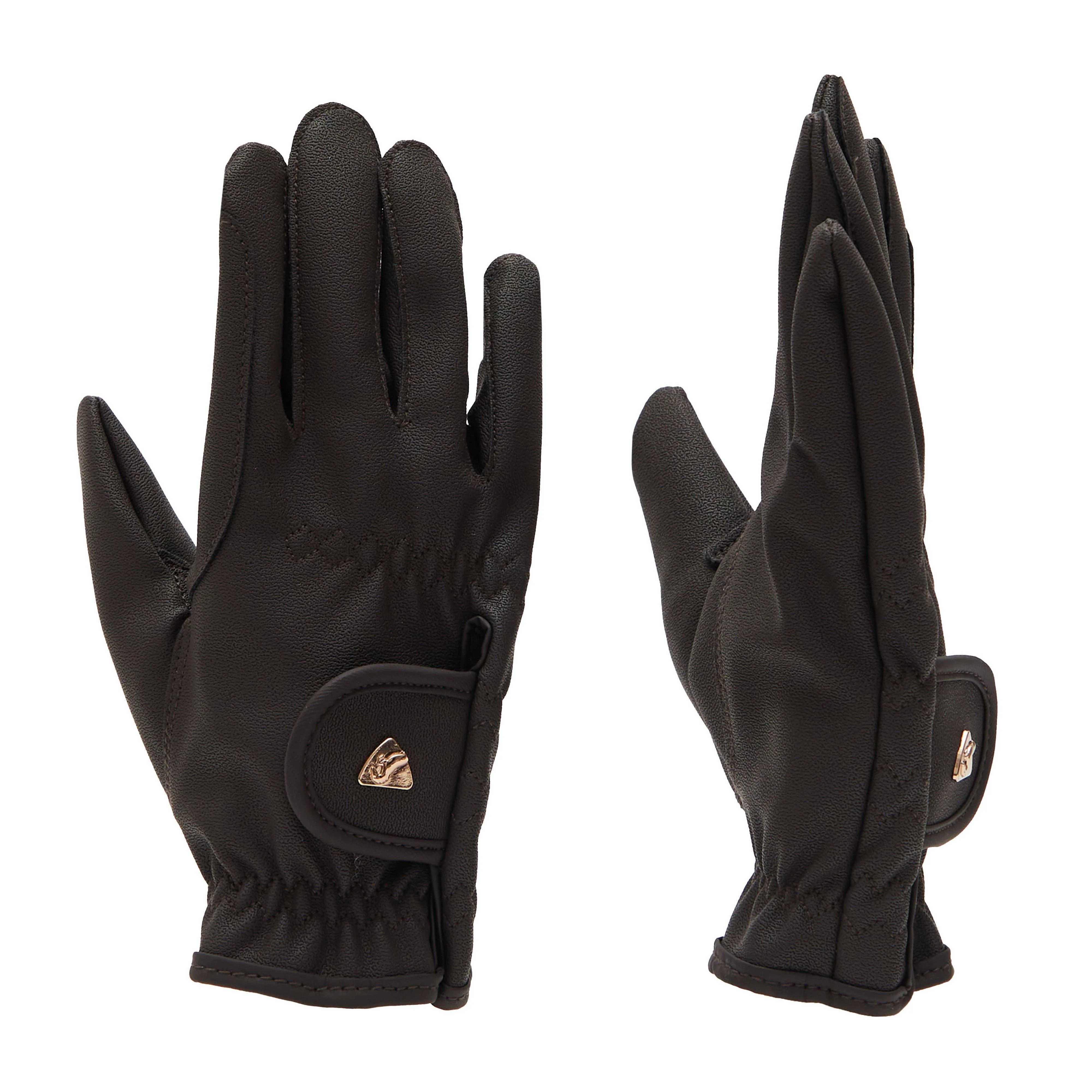 Childs PU Riding Gloves Brown - Image 4