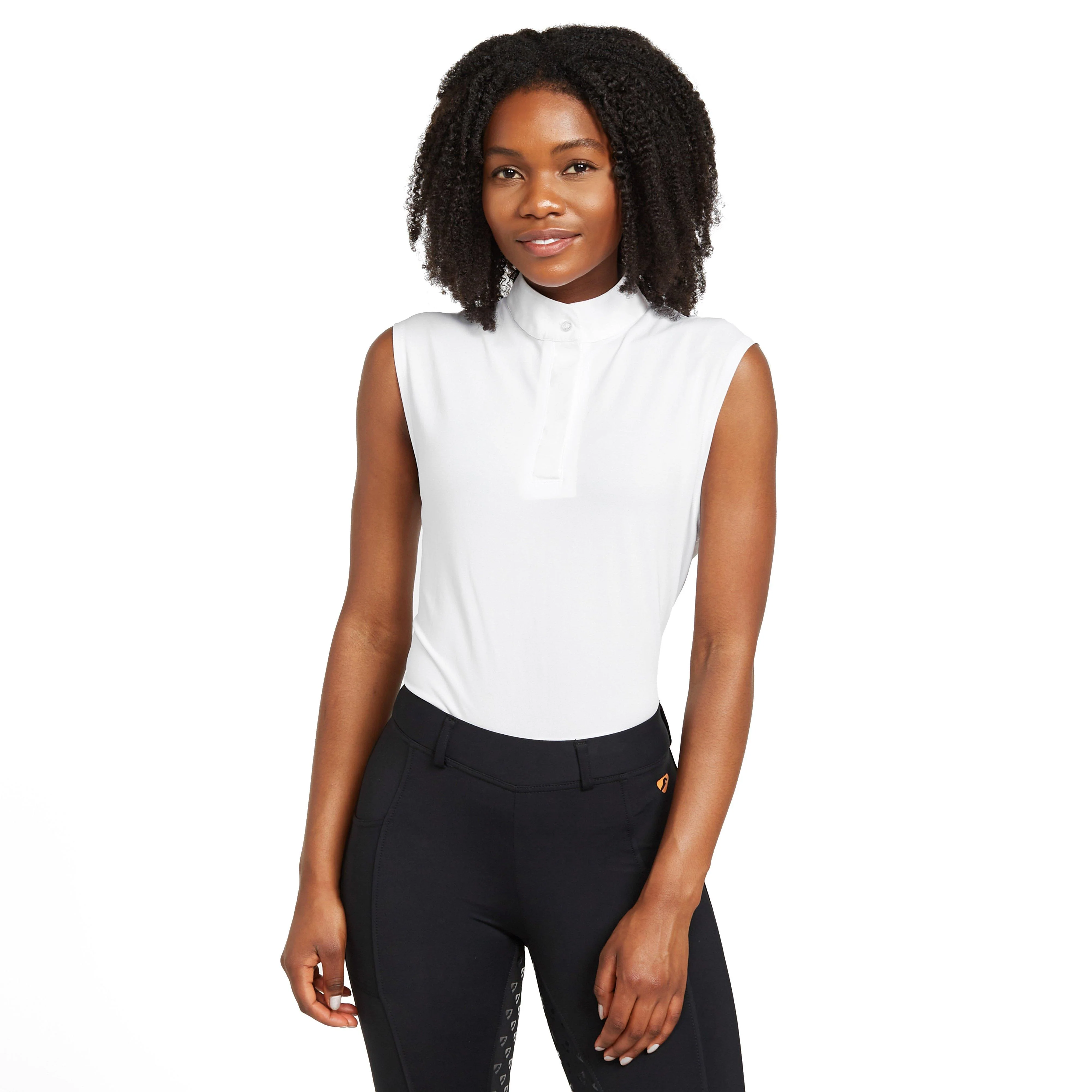 Ladies Sleeveless Stock Shirt White - Image 6