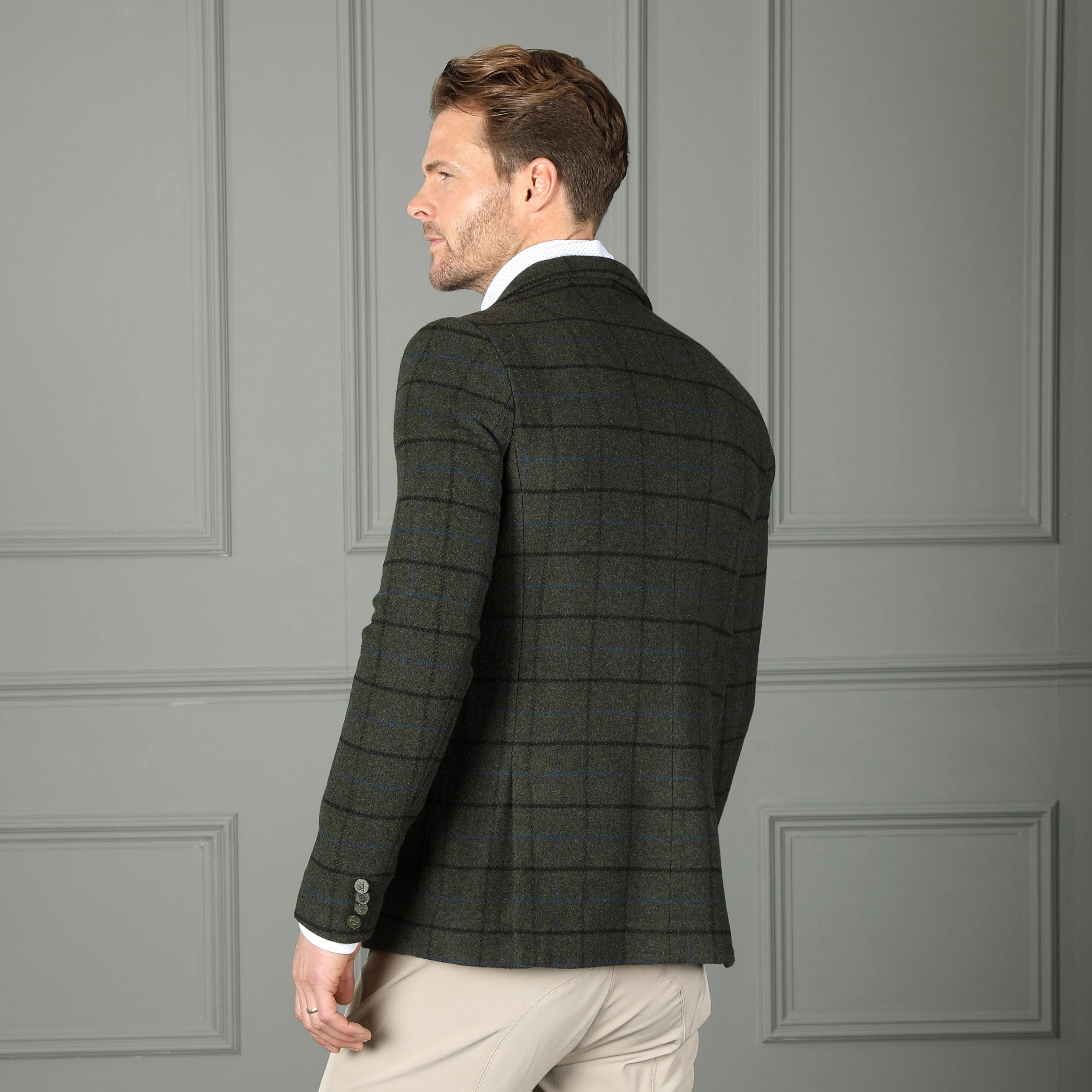 Mens Saratoga Tweed Jacket Dark Green Check - Image 2