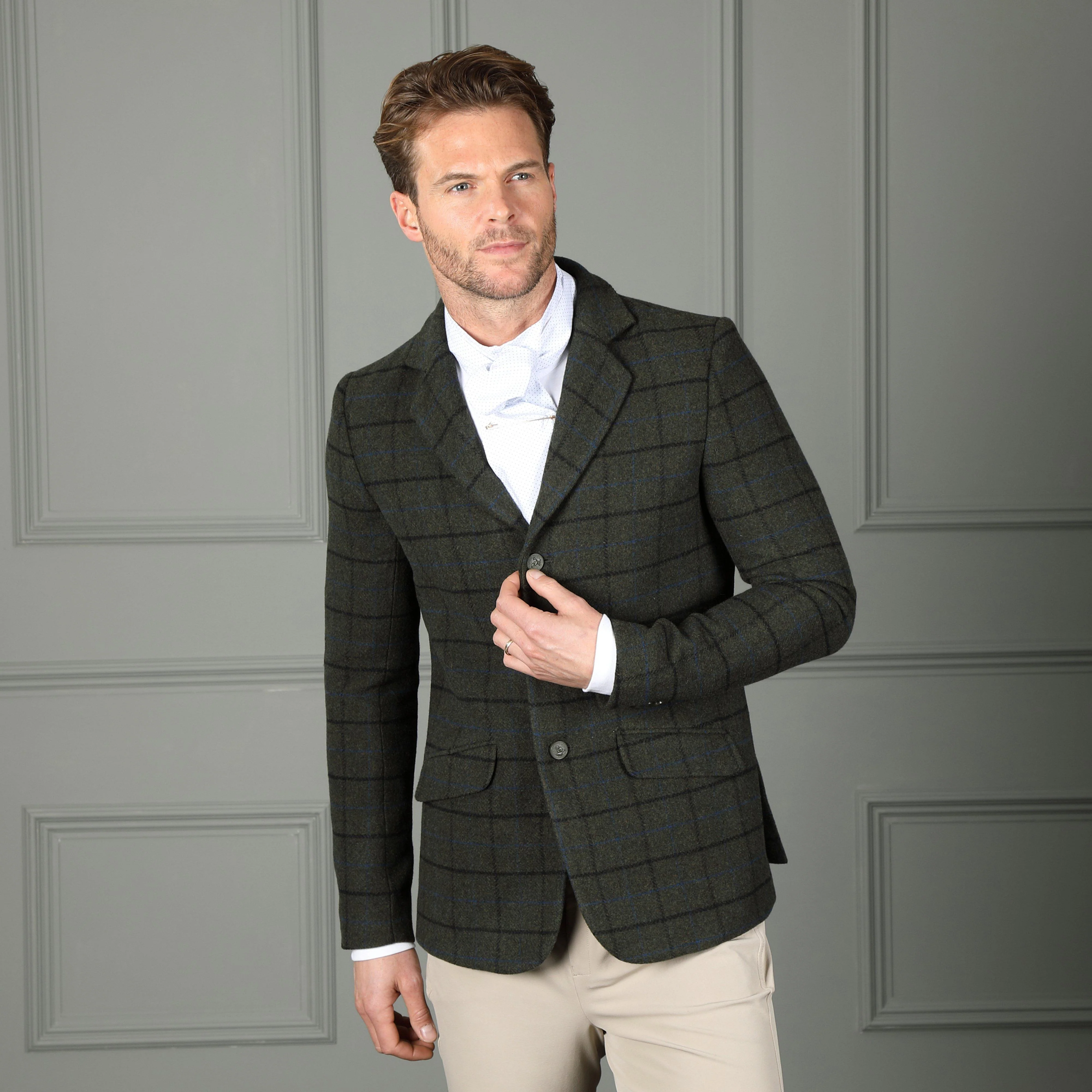 Mens Saratoga Tweed Jacket Dark Green Check - Image 3