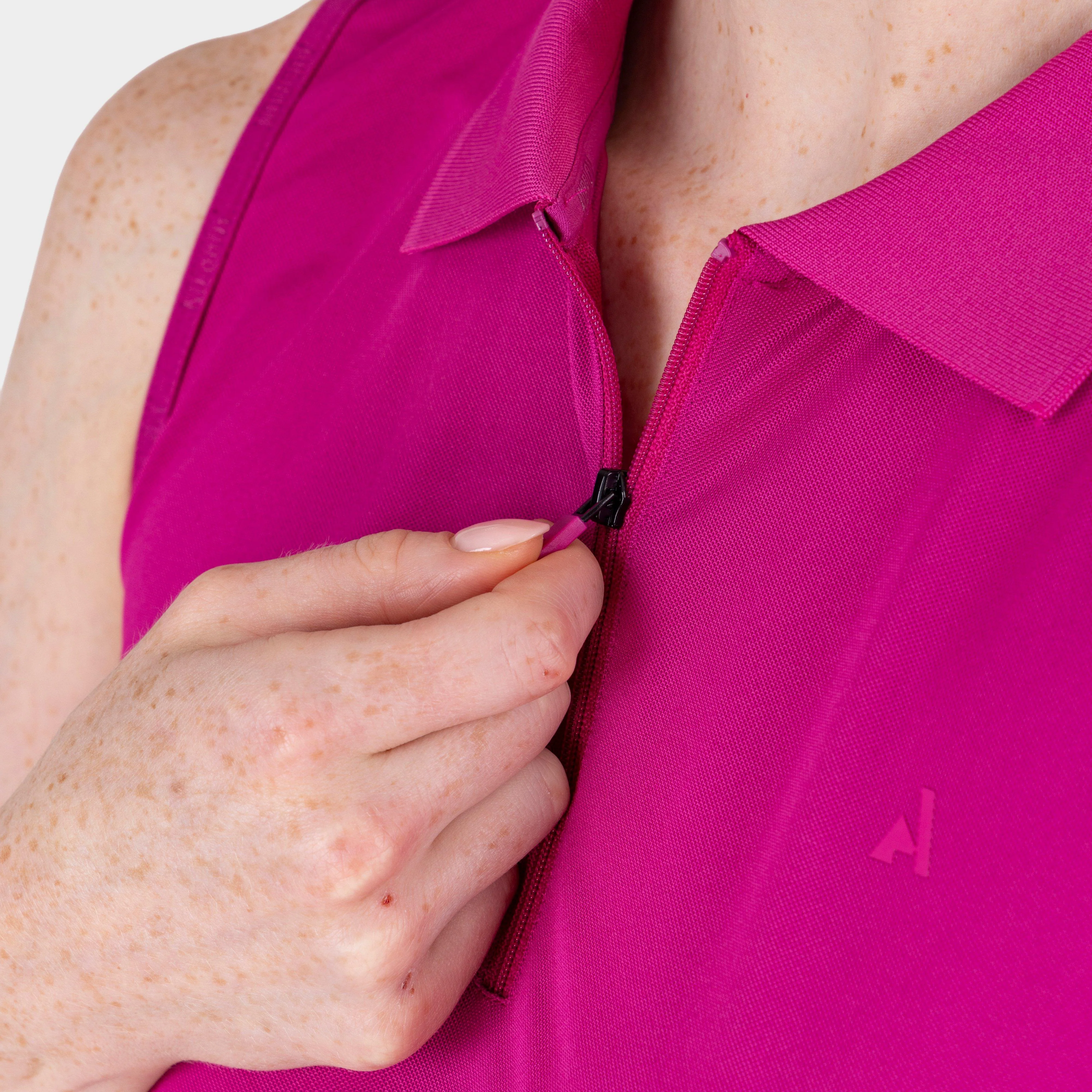 Women’s React Sleeveless Tech Polo | Fuchsia - Image 2