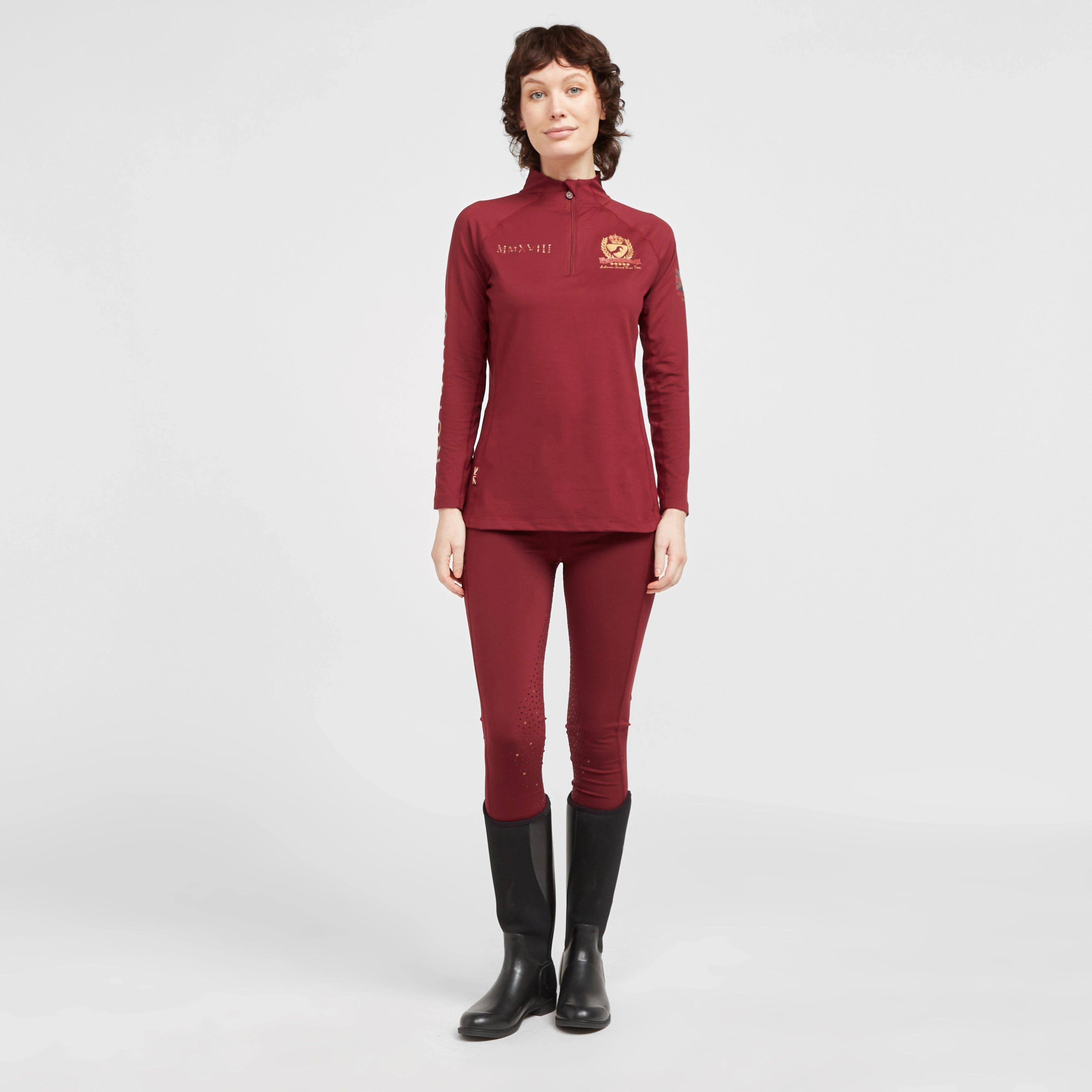 Womens Team Long Sleeve Base Layer Burgundy - Image 3