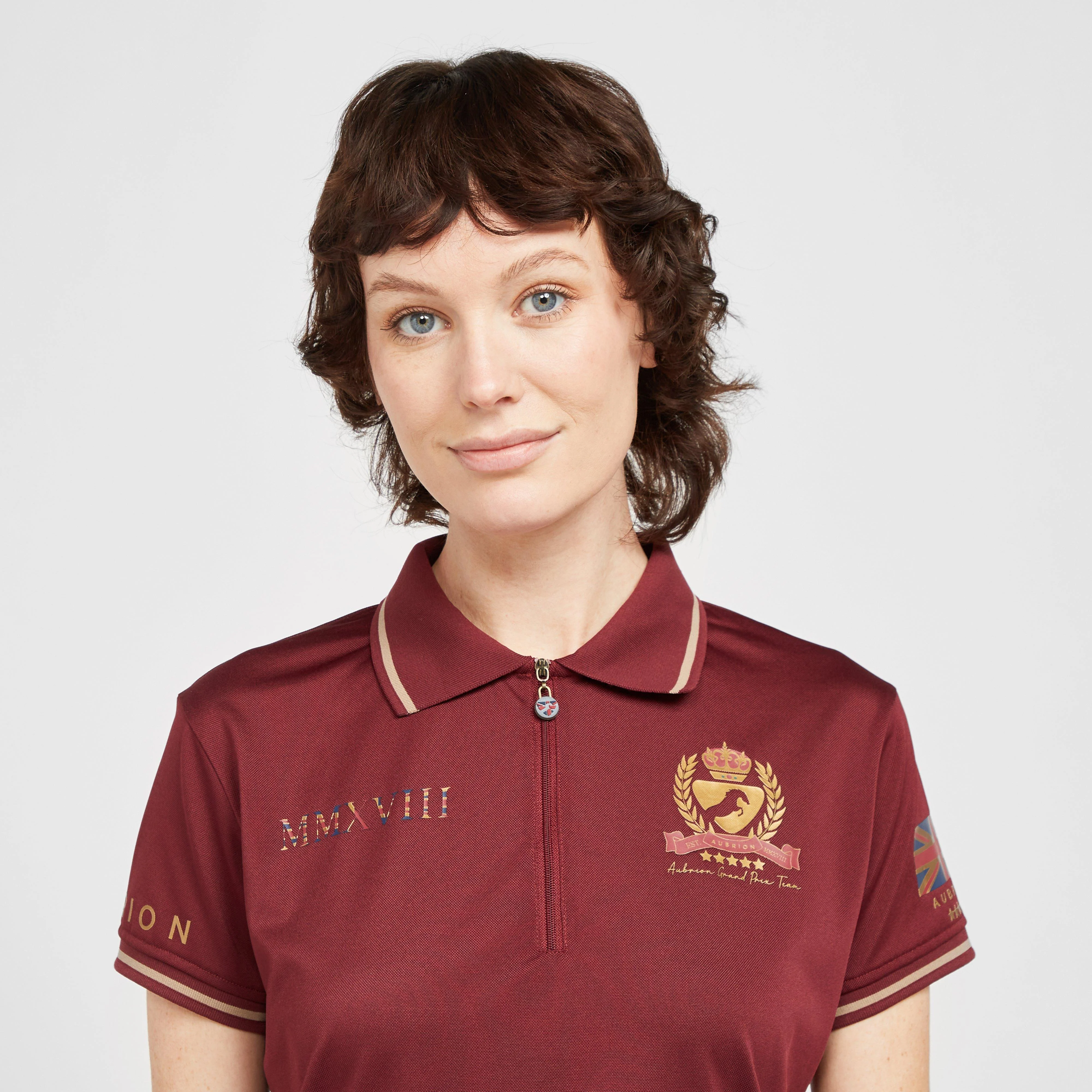 Womens Team Tech Polo Shirt Burgundy - Image 5