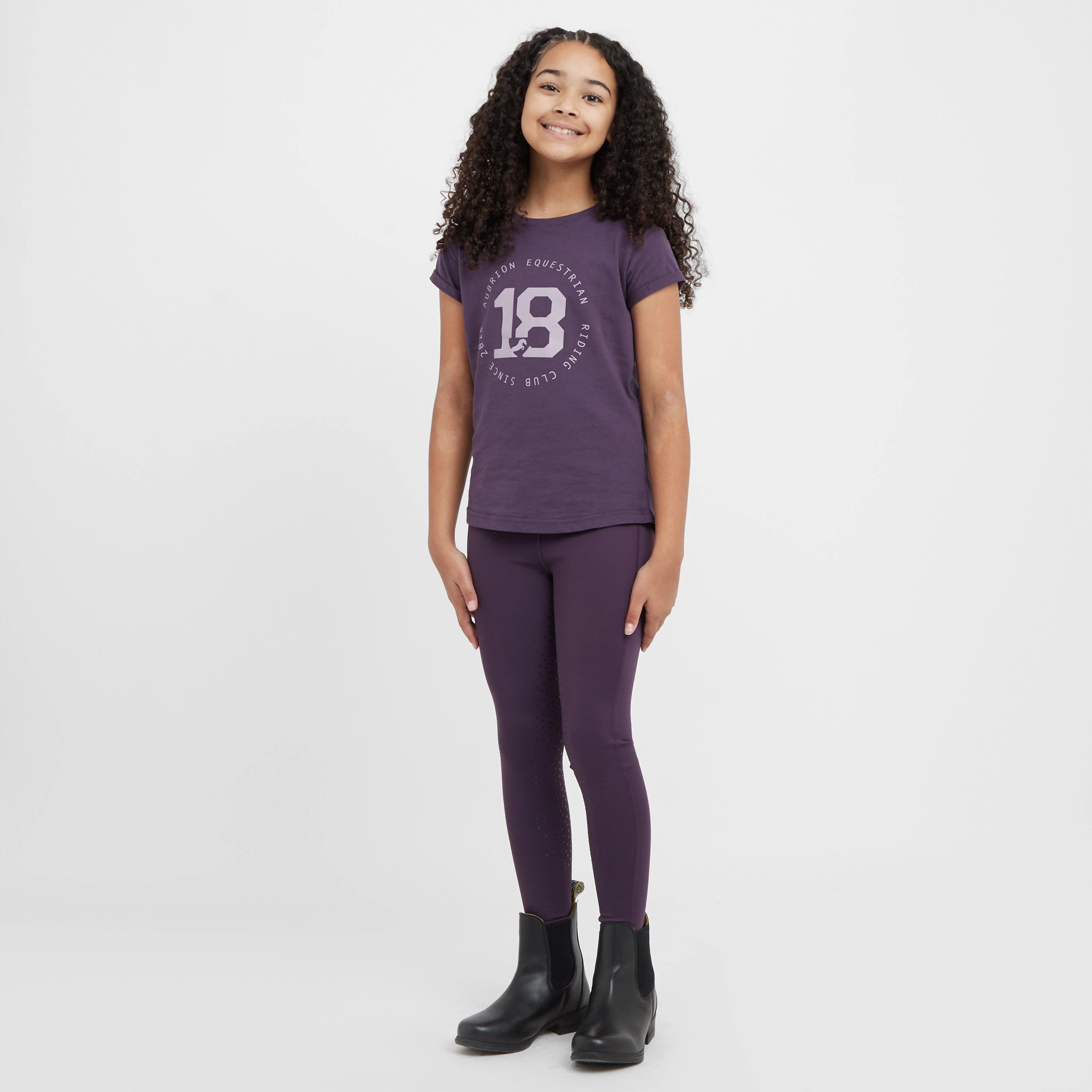 Young Rider Shield Winter Riding Tights Purple - Image 3