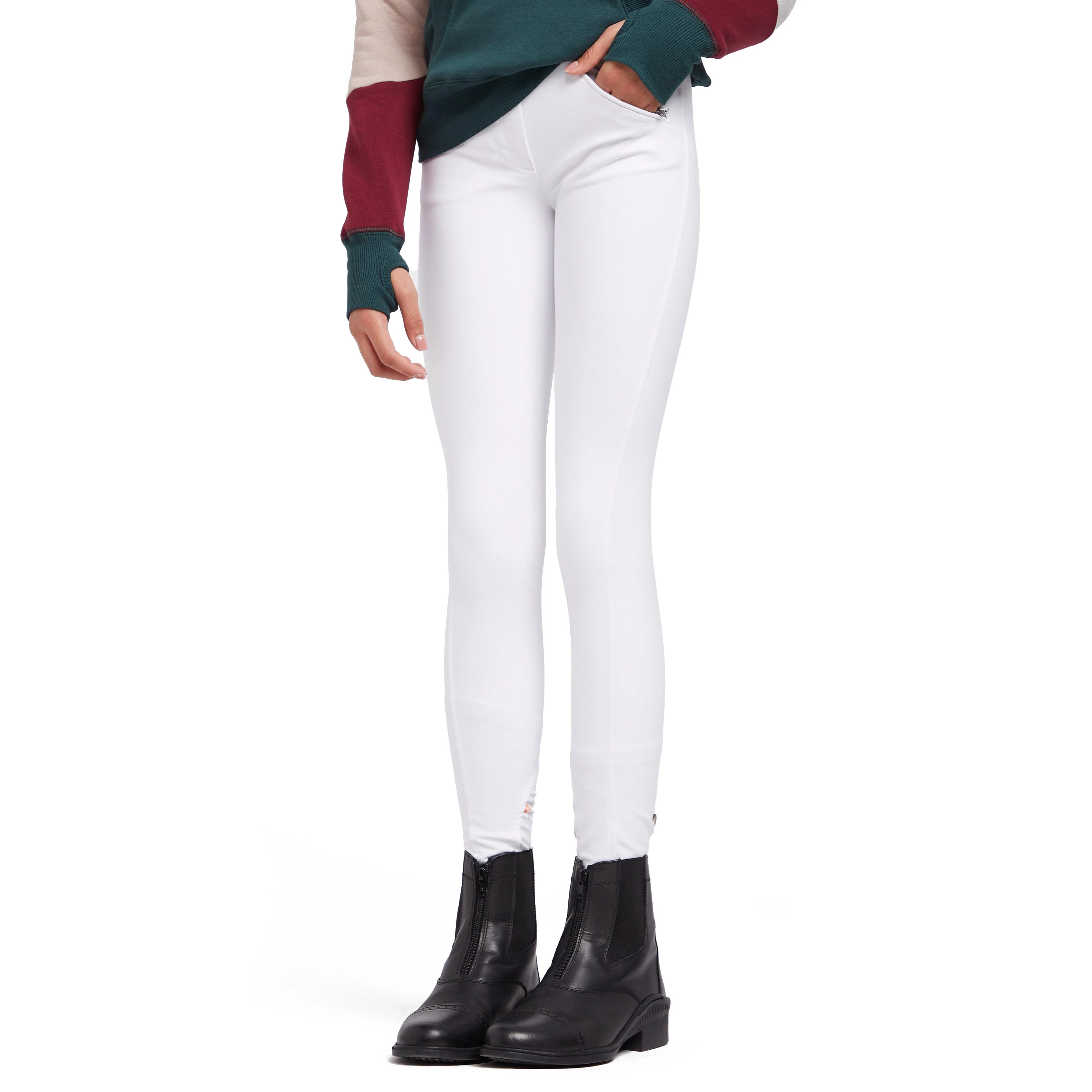 Young Rider Thompson Knee Patch Breeches White - Image 8
