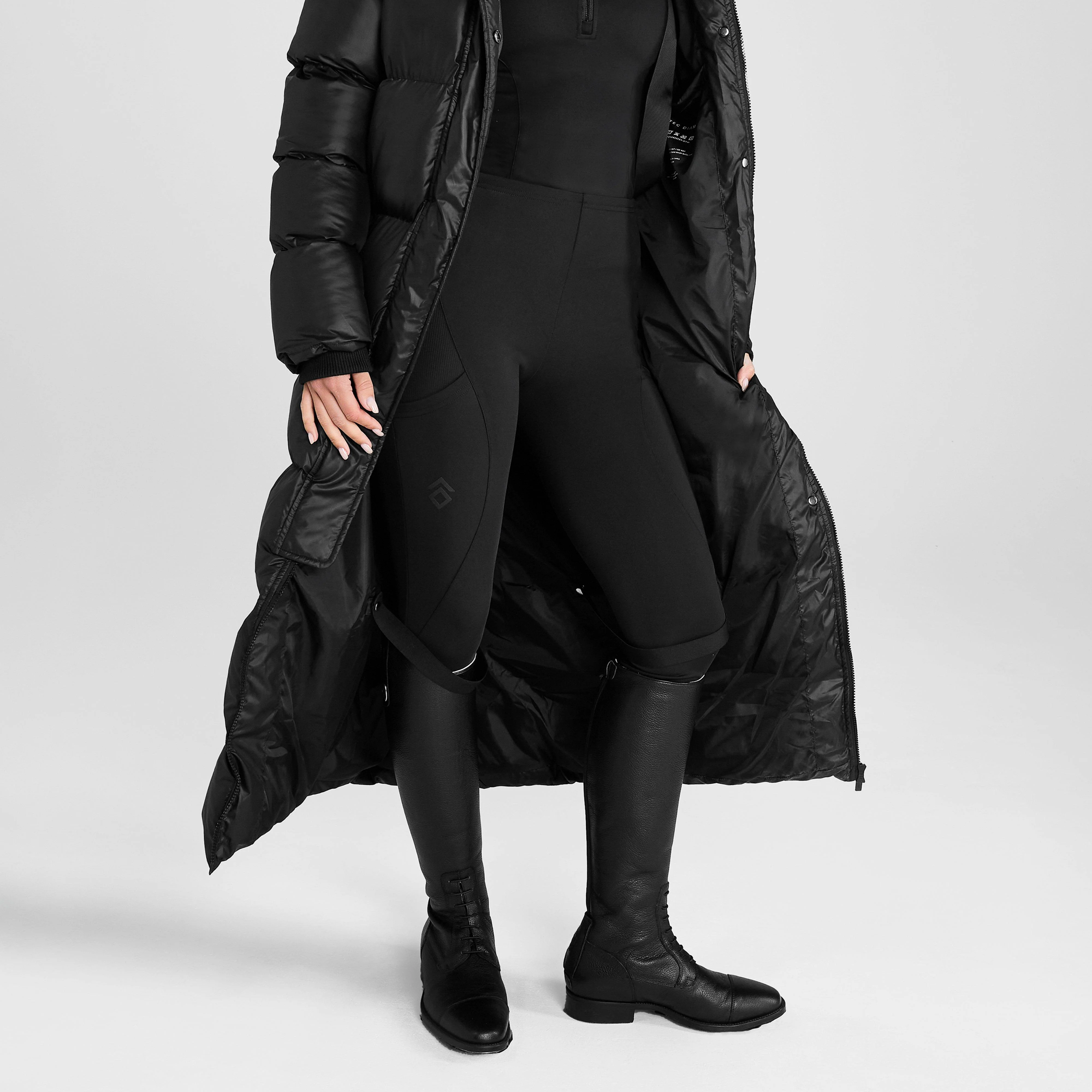 Womens Heavy Quilted Long Puffer Jacket Black - Image 5