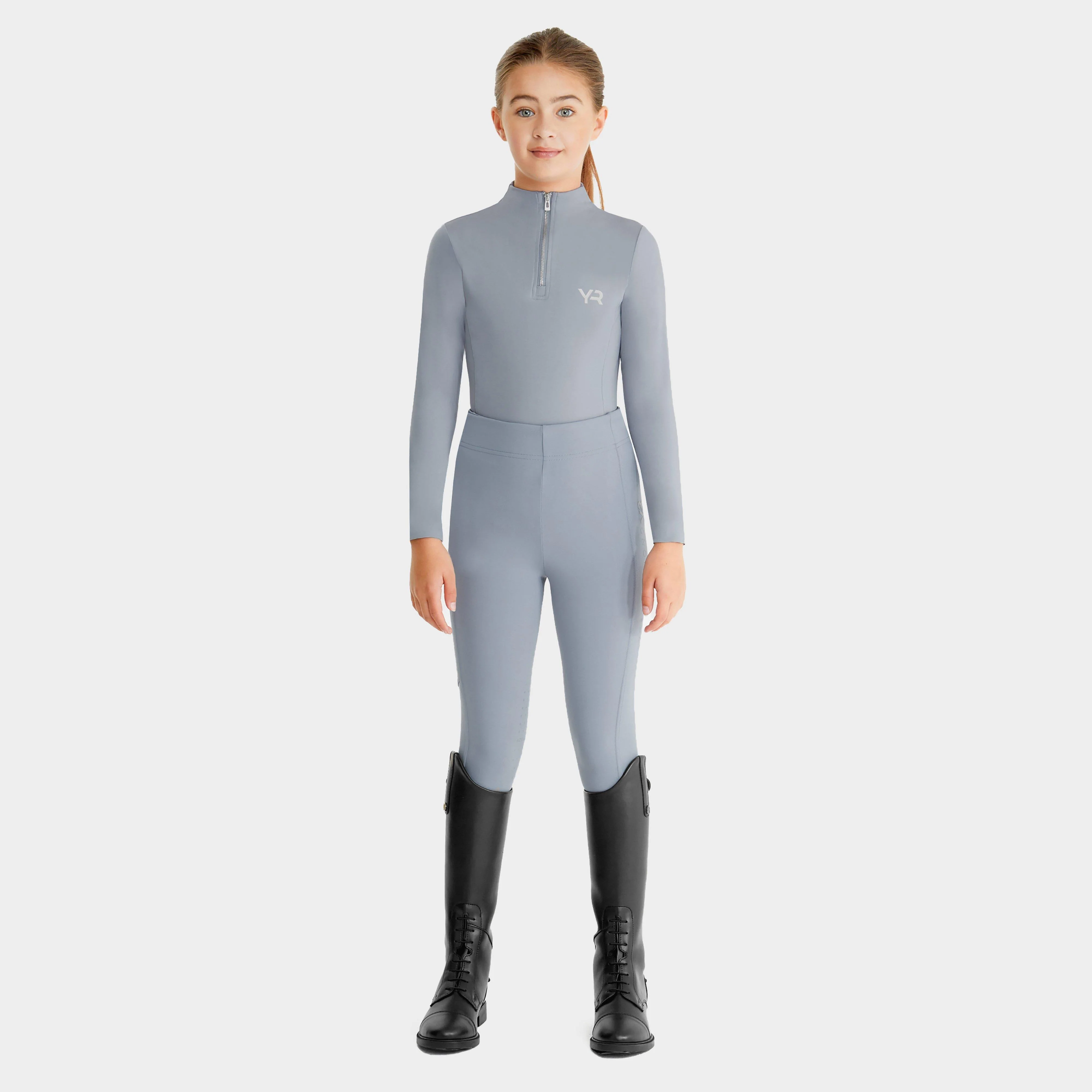 Young Rider Long Sleeve Base Layer Ash Blue - Image 4