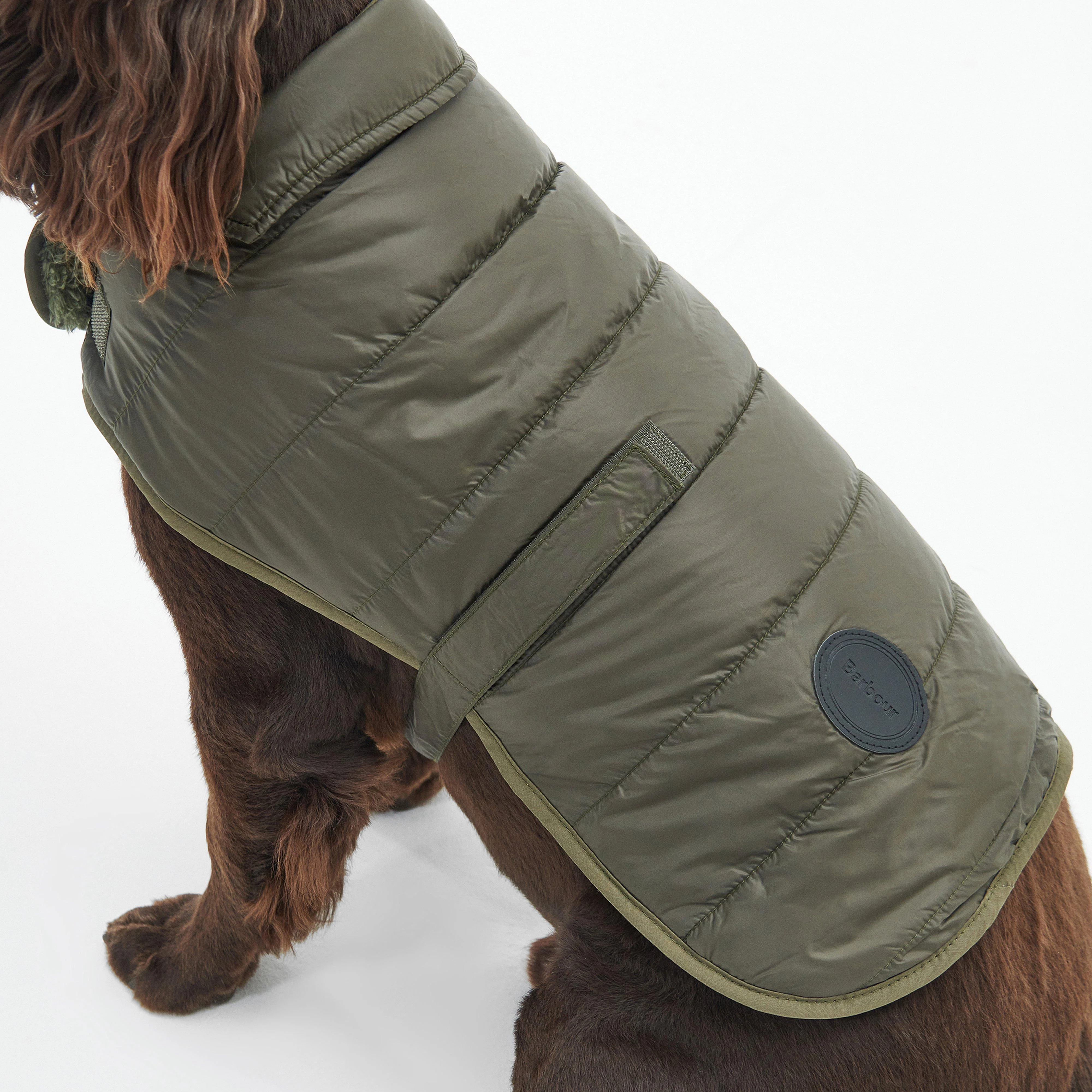 Baffle Quilted Dog Coat Dark Olive - Image 3