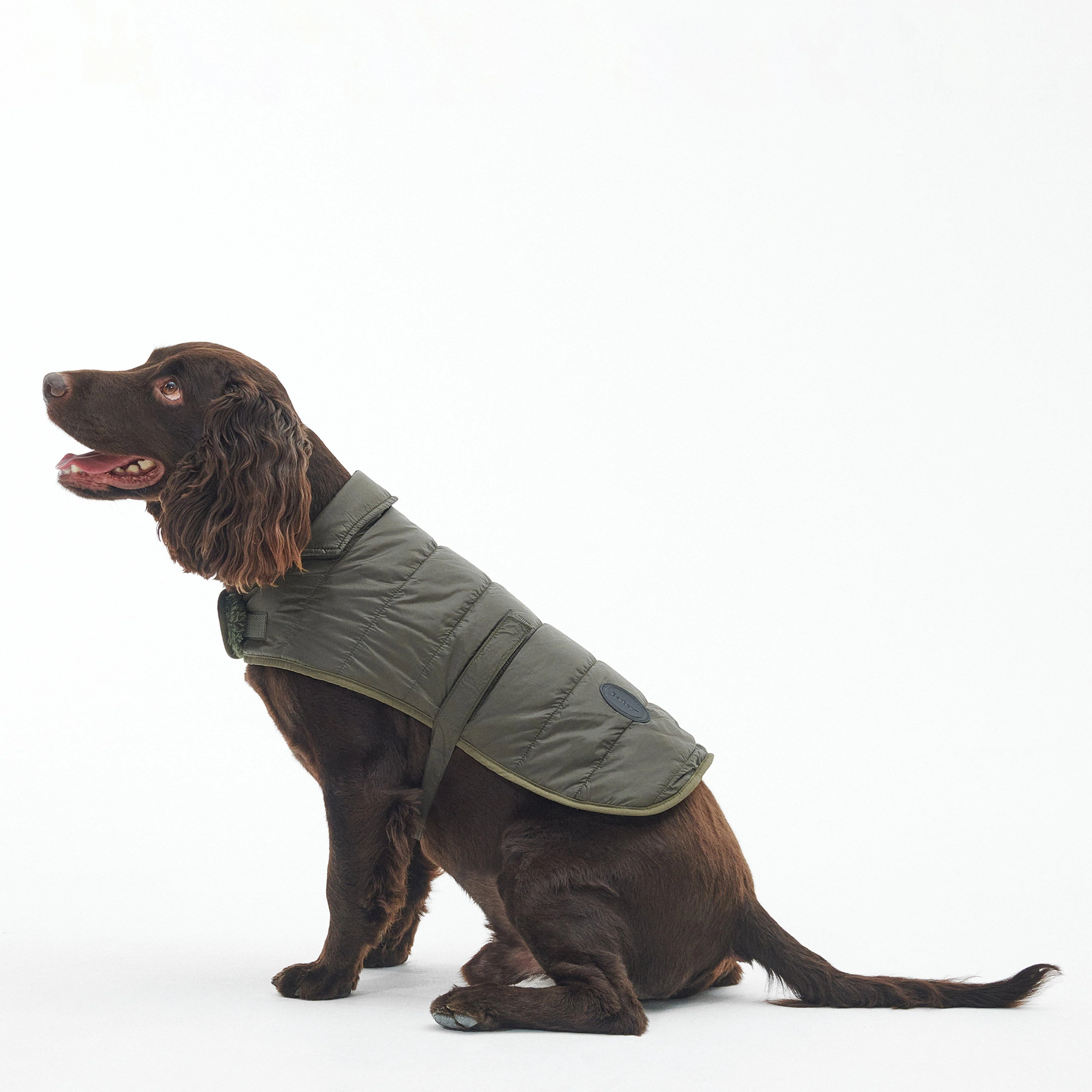 Baffle Quilted Dog Coat Dark Olive - Image 5