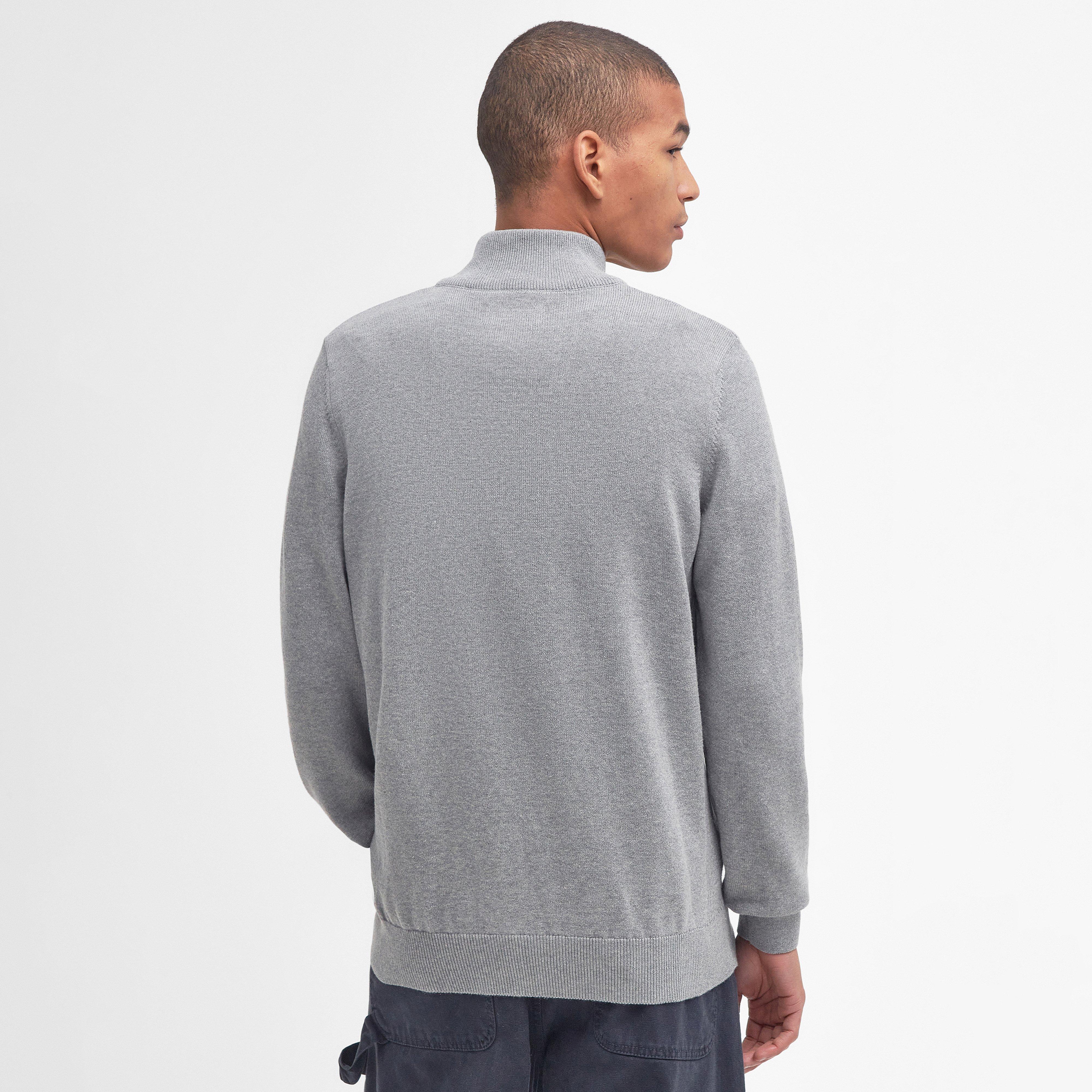 Mens Cotton Half Zip Grey Marl - Image 2