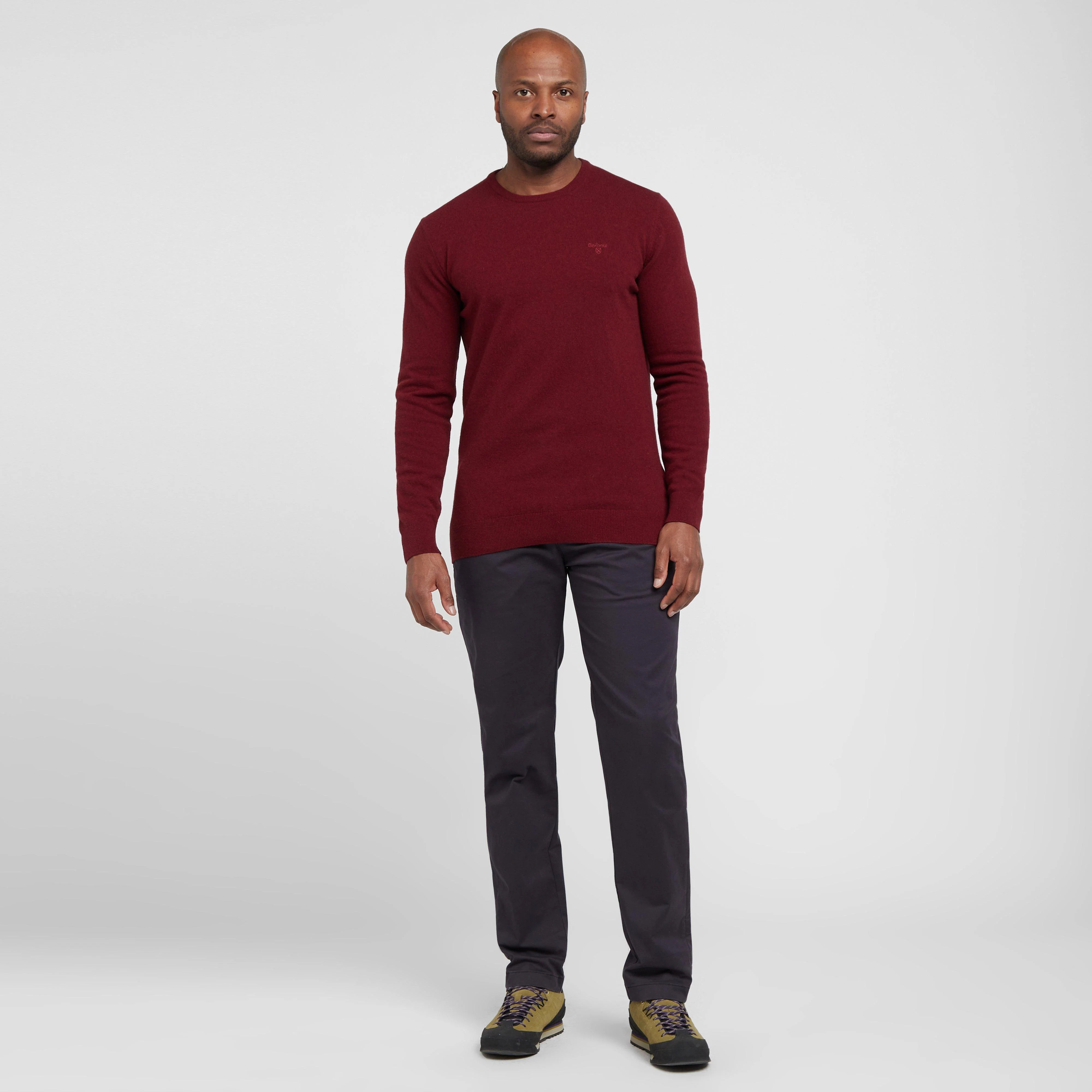 Mens Essential Lambswool Crew Neck Sweatshirt Ruby - Image 3