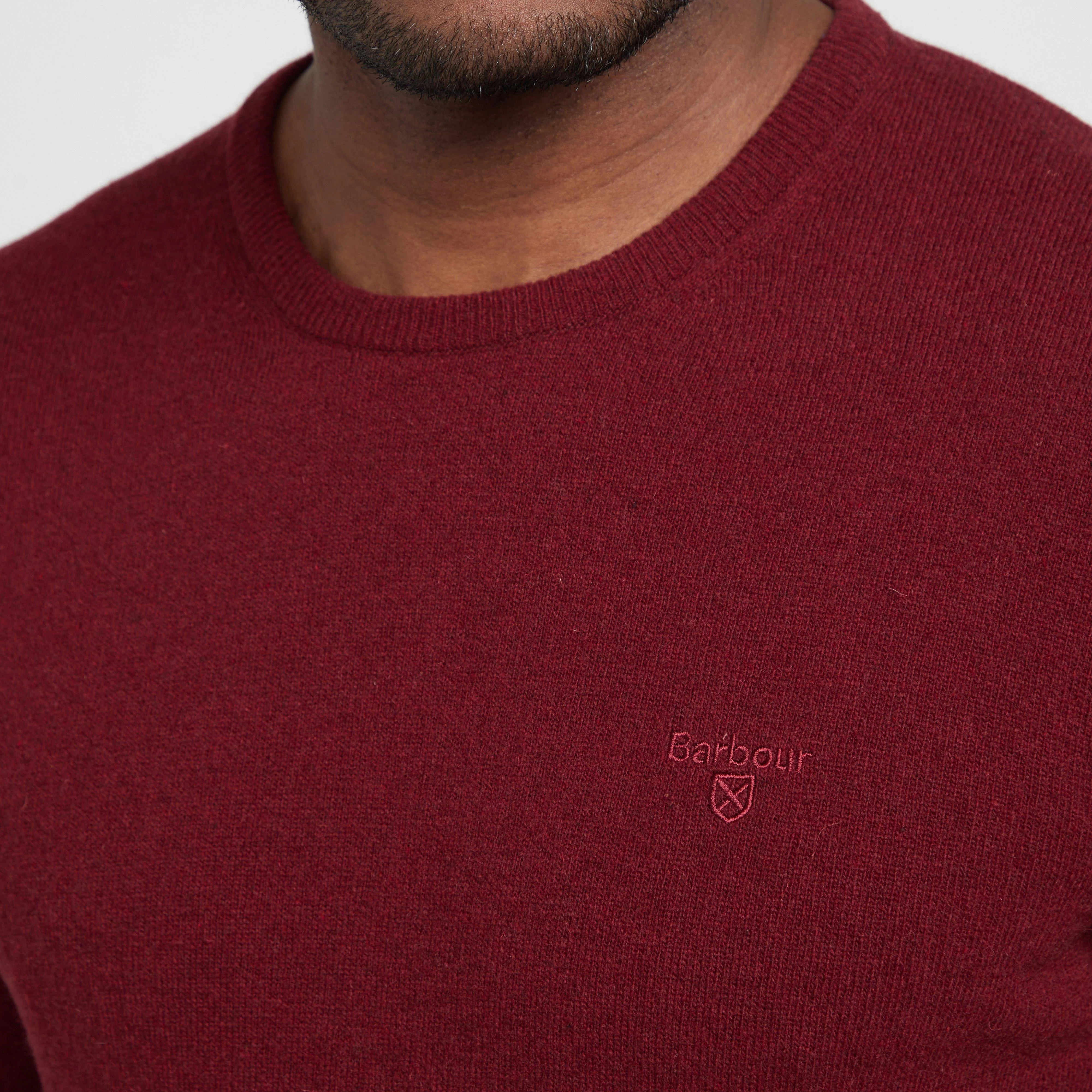 Mens Essential Lambswool Crew Neck Sweatshirt Ruby - Image 4