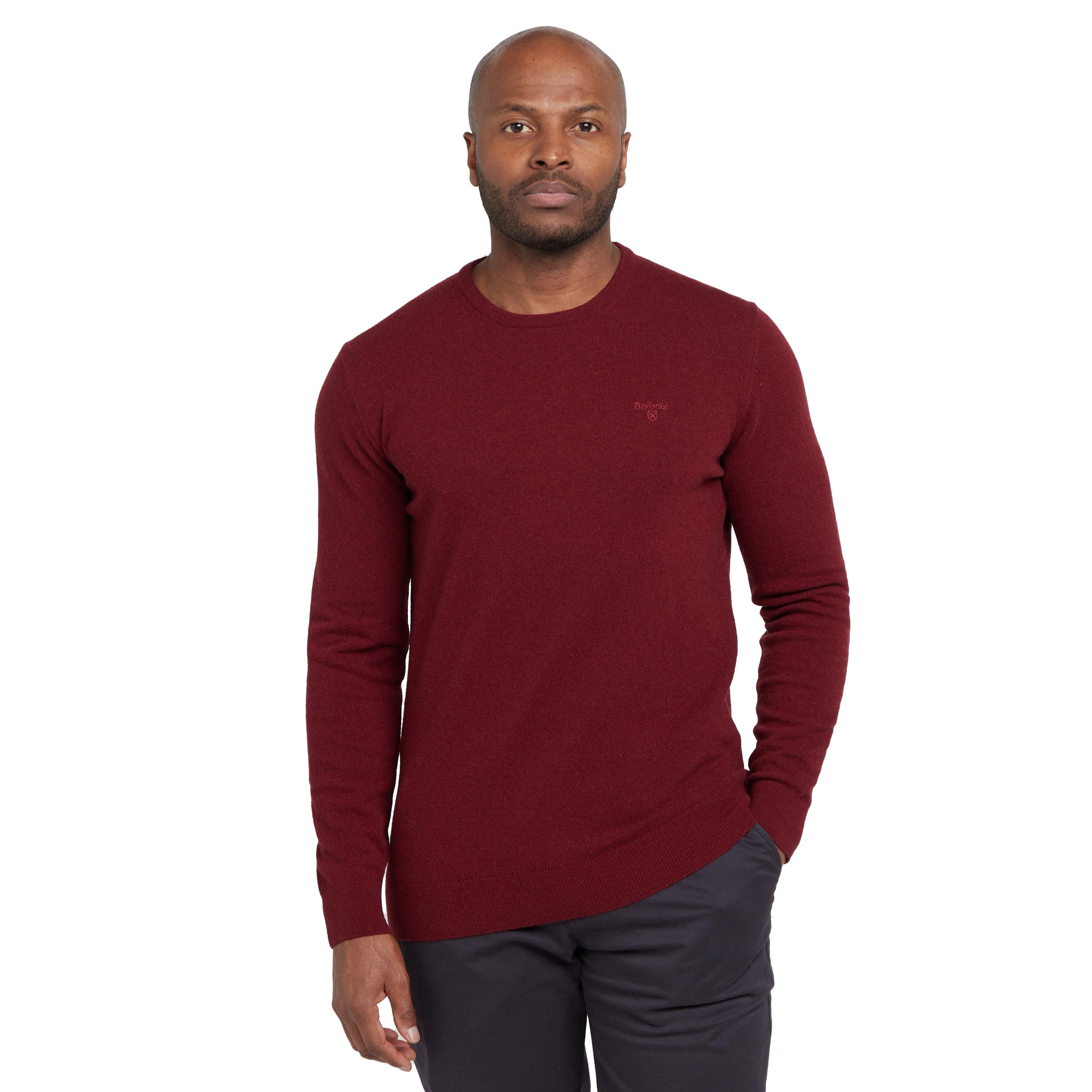 Mens Essential Lambswool Crew Neck Sweatshirt Ruby - Image 9