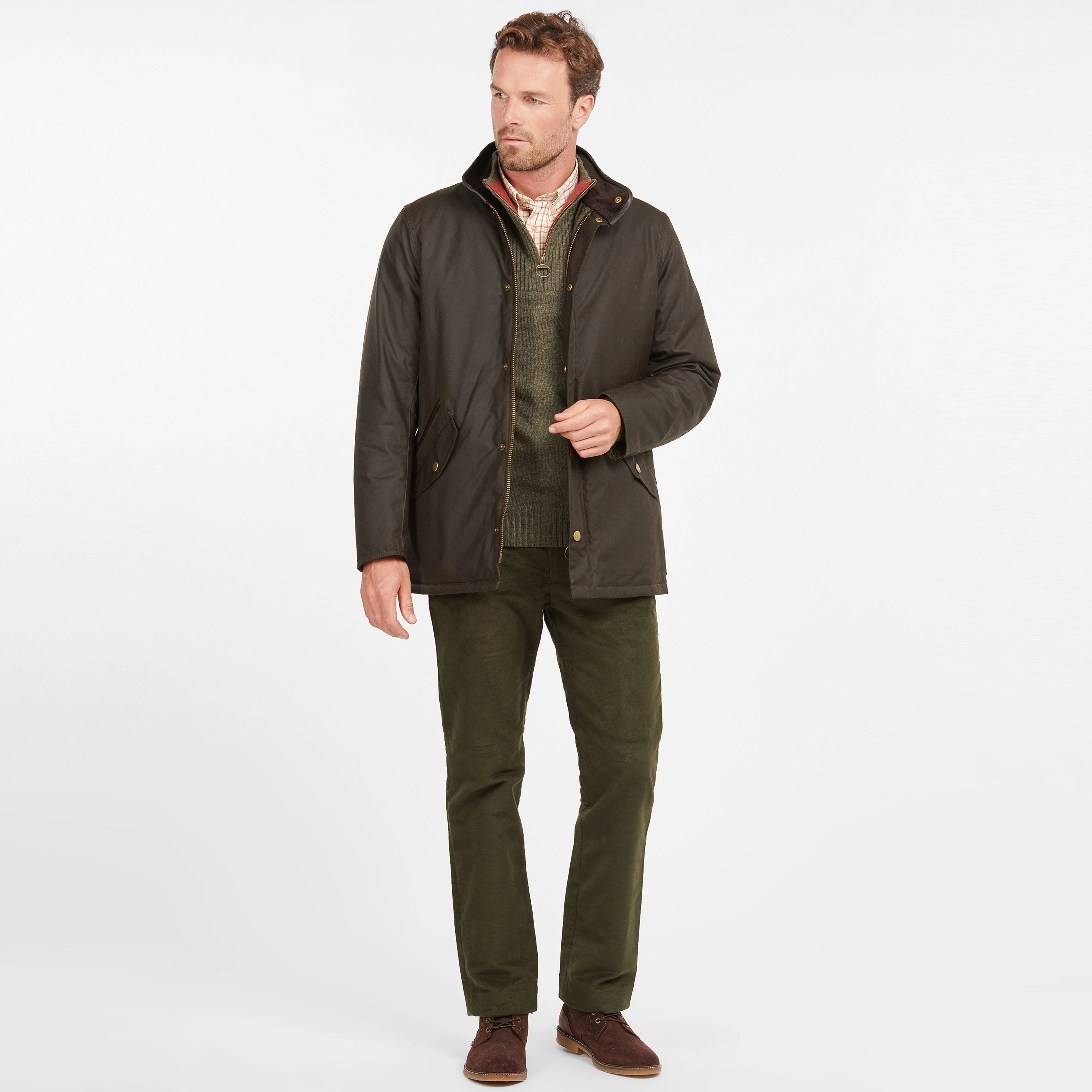 Mens Prestbury Wax Jacket Olive - Image 9