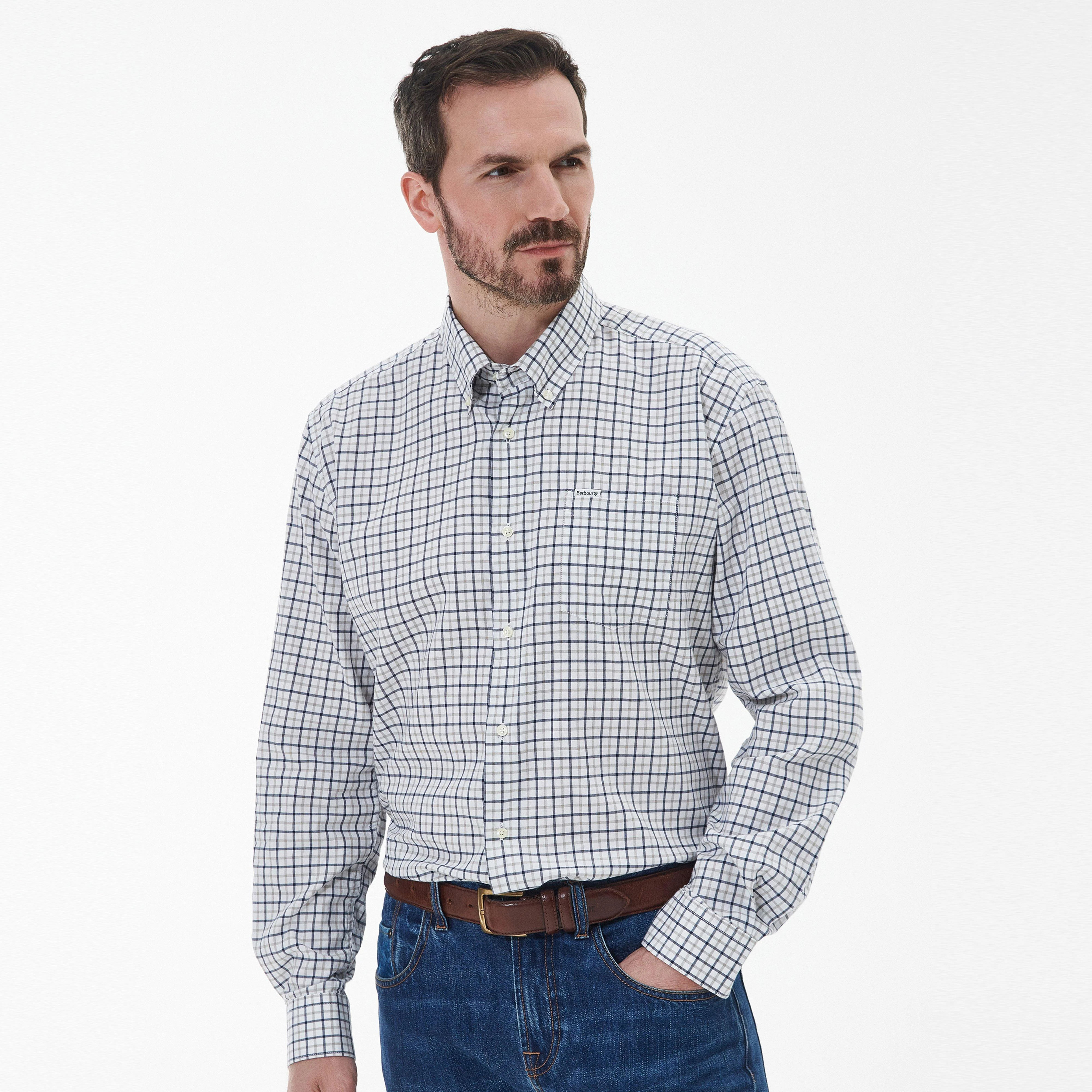 Mens Preston Regular Shirt Olive - Image 3