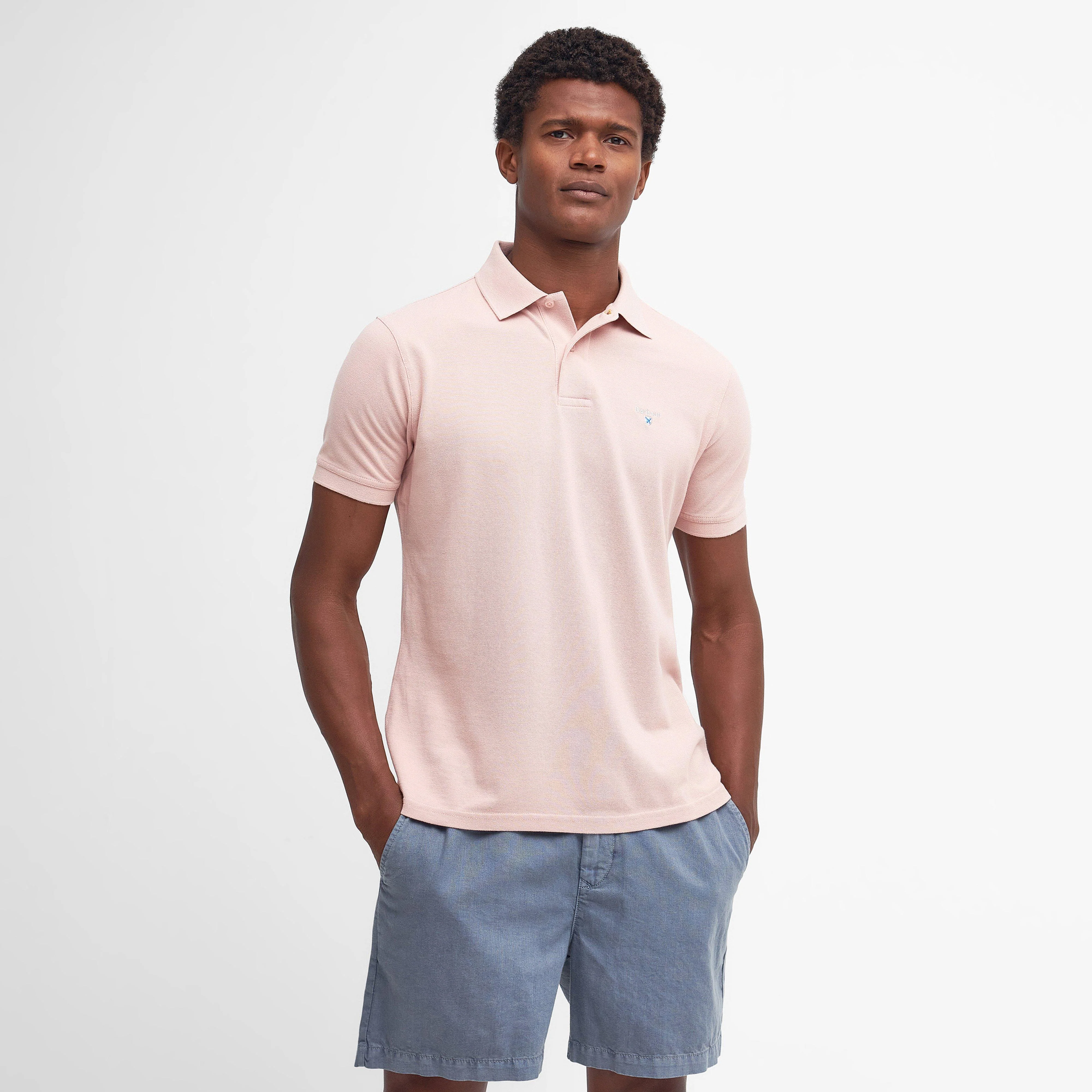 Mens Sports Polo Shirt Pink Mist